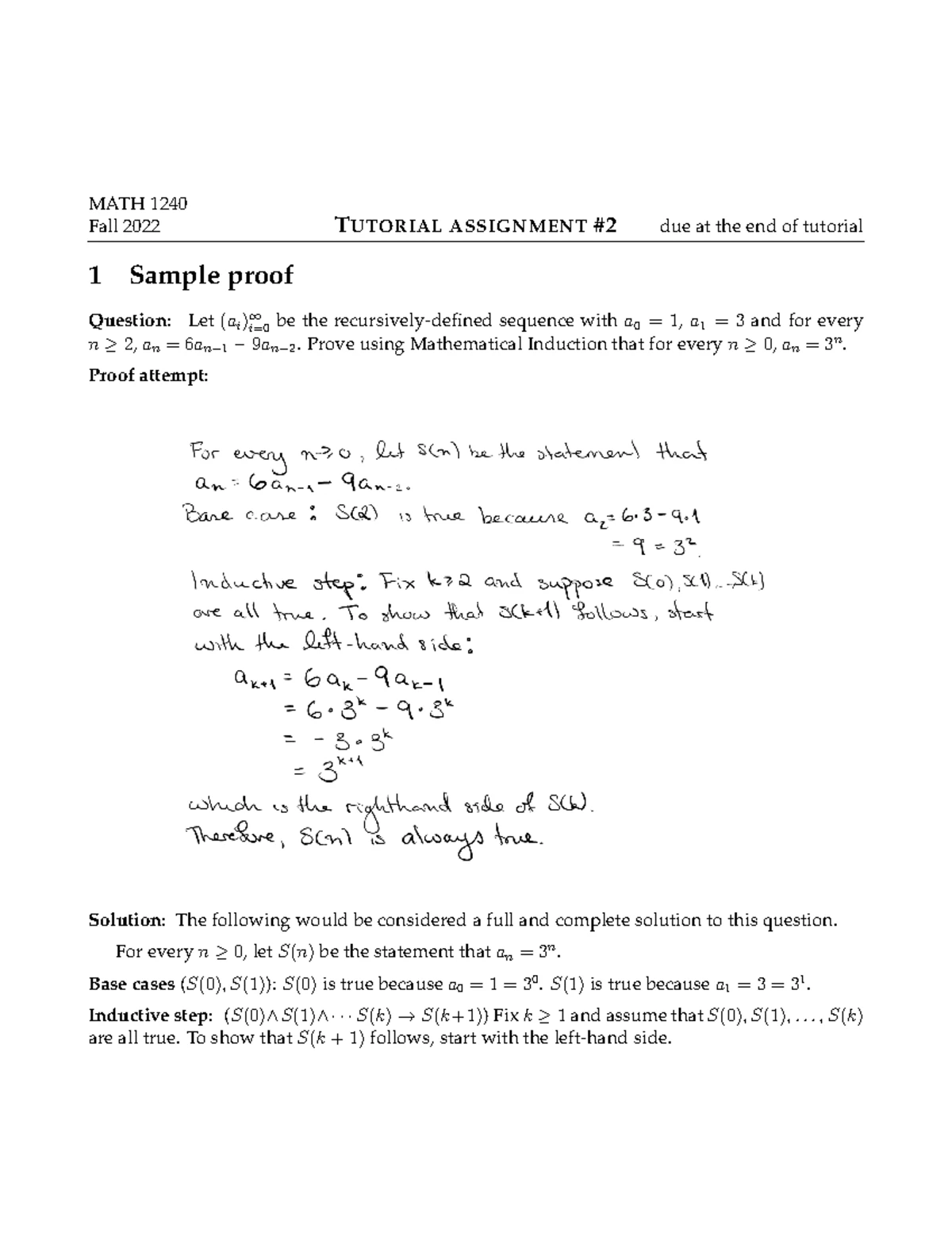 MATH 1240 - Fall 2022 Lab Assignment #4 Solutions and Proofs - Studocu