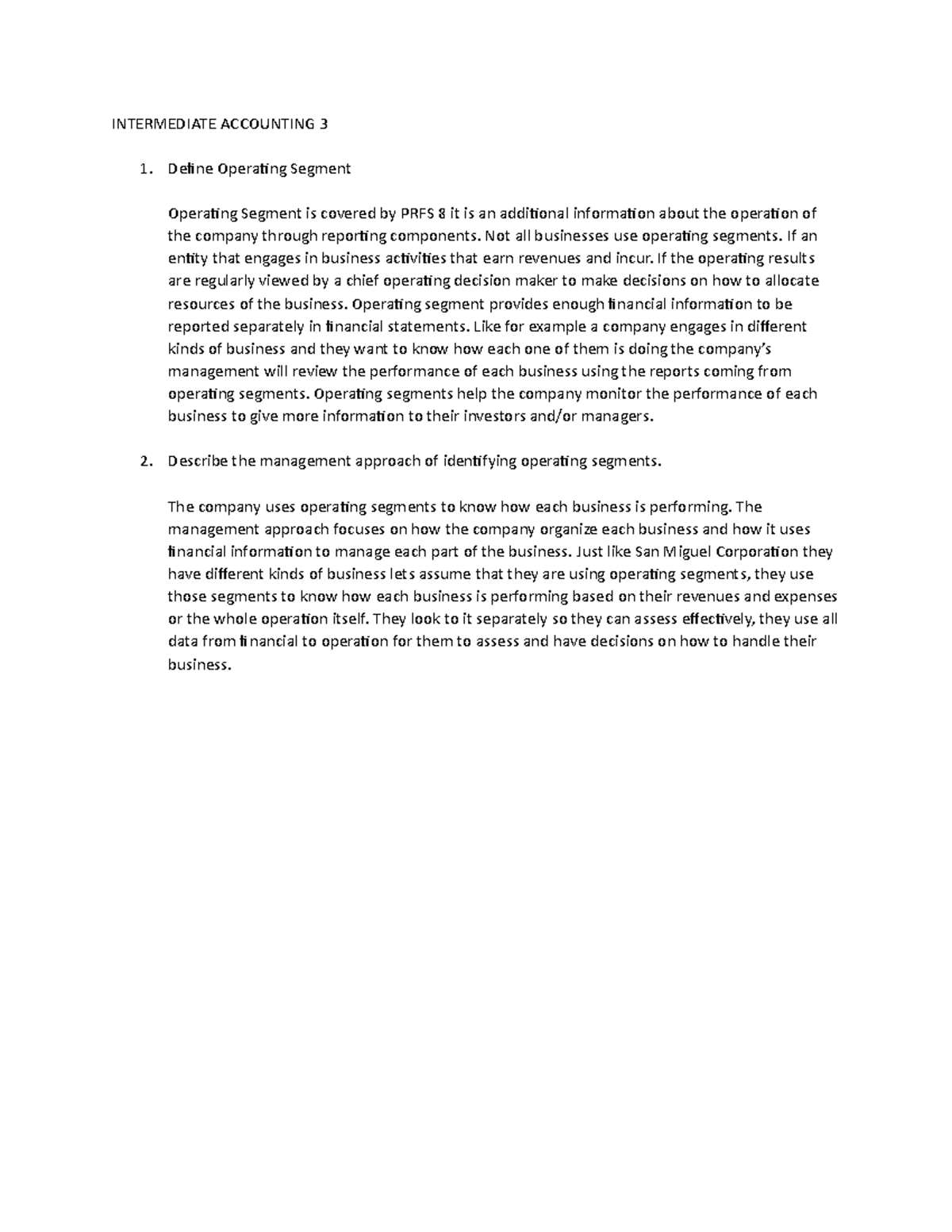 Intacc 3 ACT8 - ACT8 - INTERMEDIATE ACCOUNTING 3 Define Operating ...