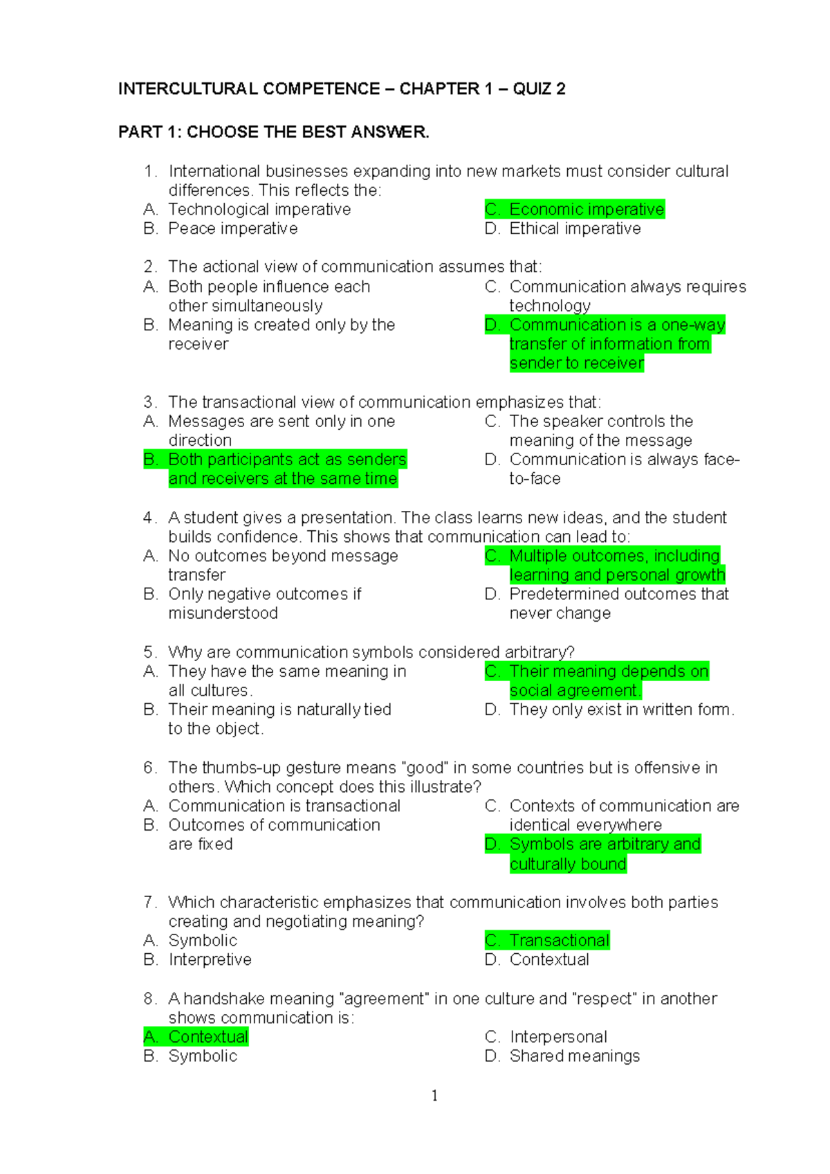 IC Chapter 1 Quiz 2: Intercultural Competence Answers and Insights ...