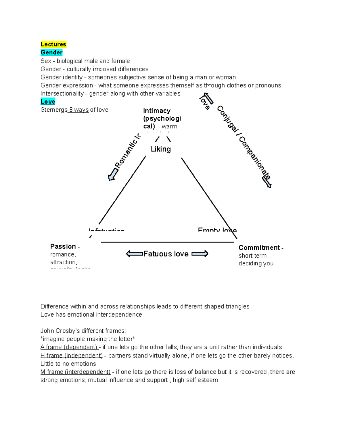 Marriage notes module 2 - Consummate love Romantic love Lectures Gender ...