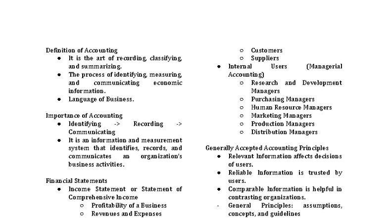 FAR - Definition and Importance of Accounting Principles - Studocu