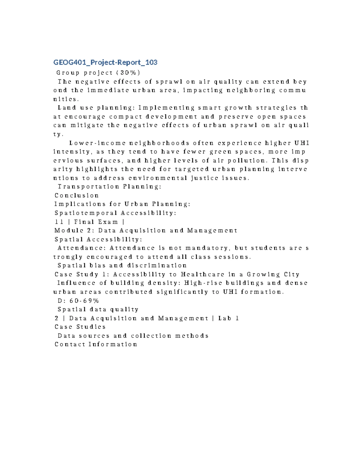 GEOG401 Special Topics in GIS: Urban Sprawl and Air Quality Analysis ...