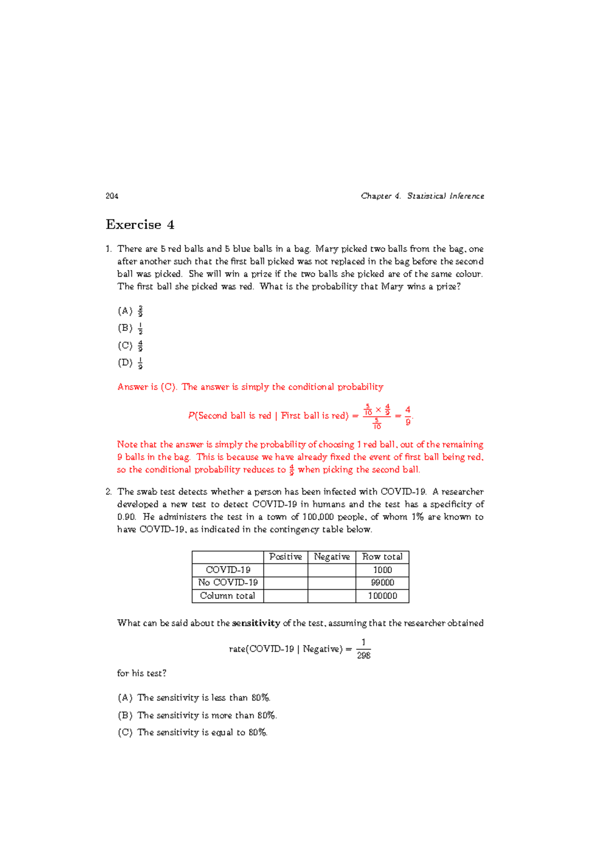 Chapter 4 Solutions - Statistical Inference Weekly Quiz Answers - Studocu