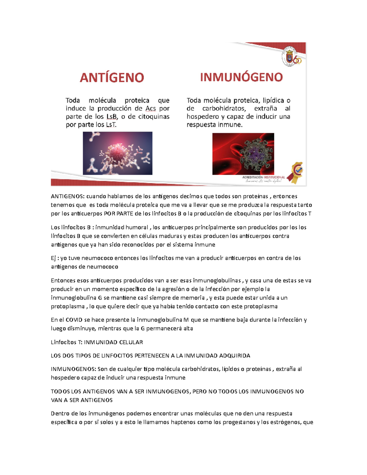 Antigenos - ,,, - ANTIGENOS: cuando hablamos de los antígenos decimos ...