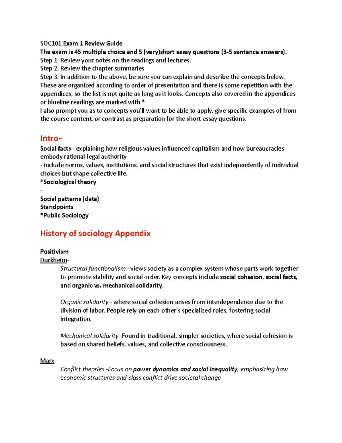 SOC101 Exam 1 Review Guide: Key Concepts & Theories Explained - Studocu
