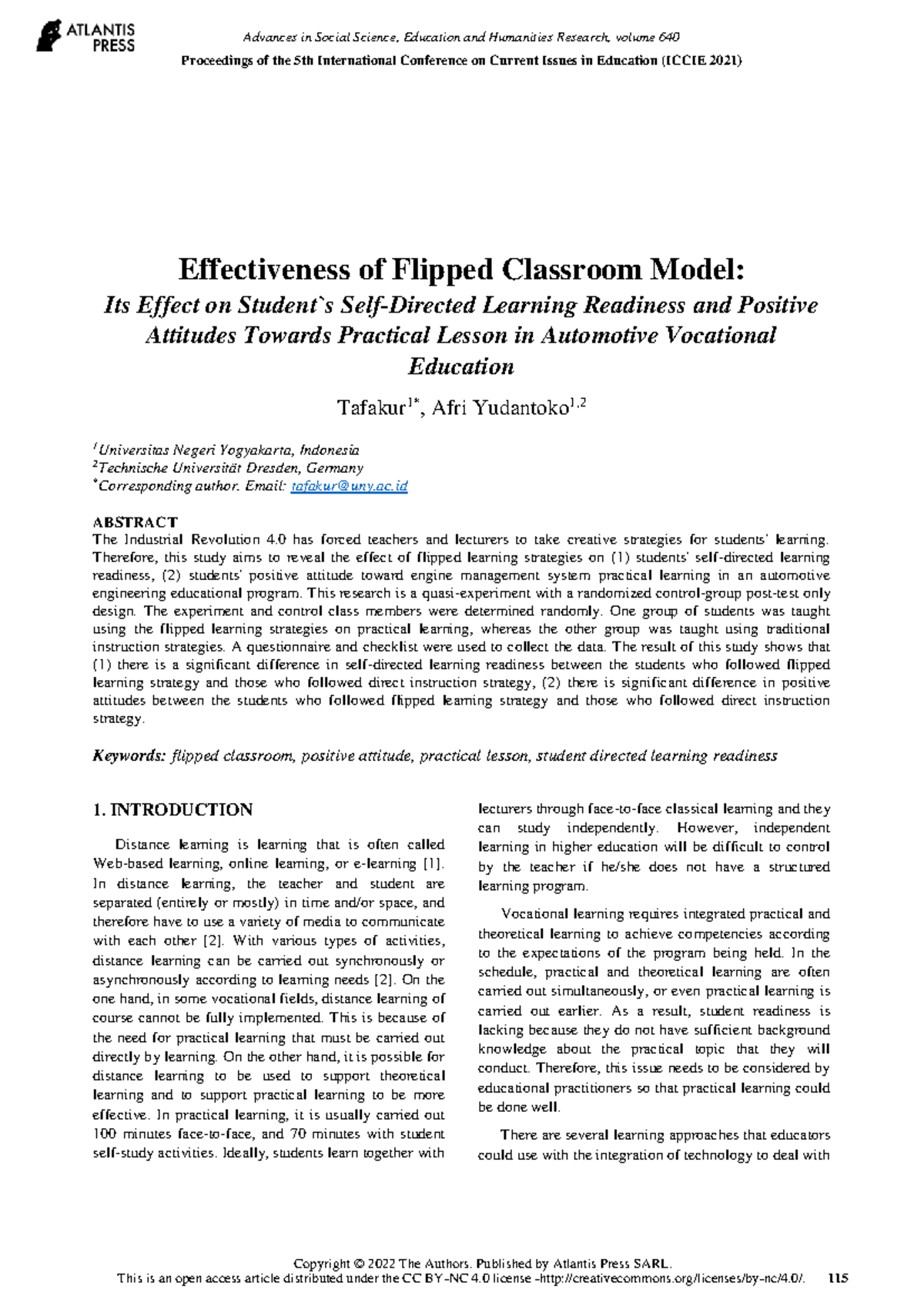 Effectiveness of Flipped Classroom Model in Automotive Education (ICCIE ...