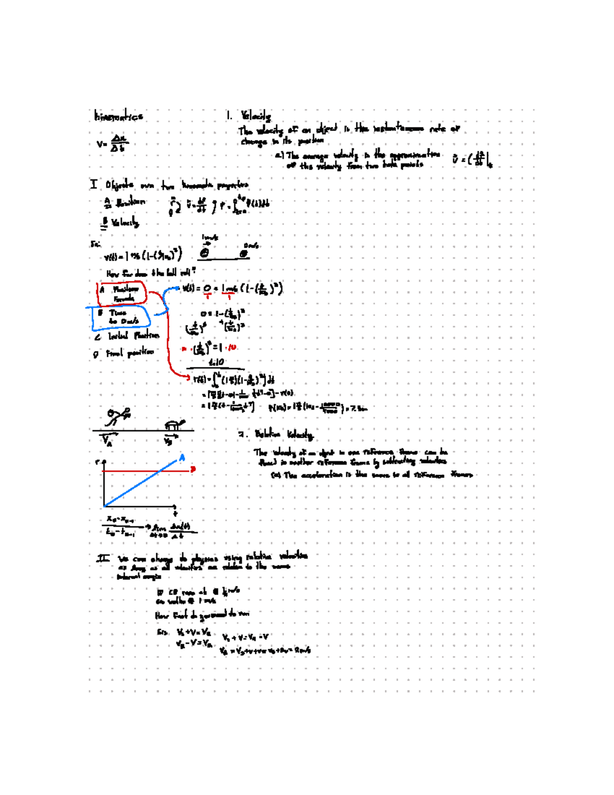 PHYS 206 - Lecture Notes on Instantaneous Velocity and Acceleration ...