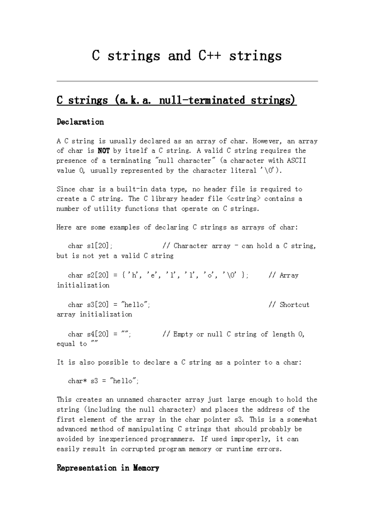 CSE 102: C Strings vs. C++ Strings Explained in Detail - Studocu