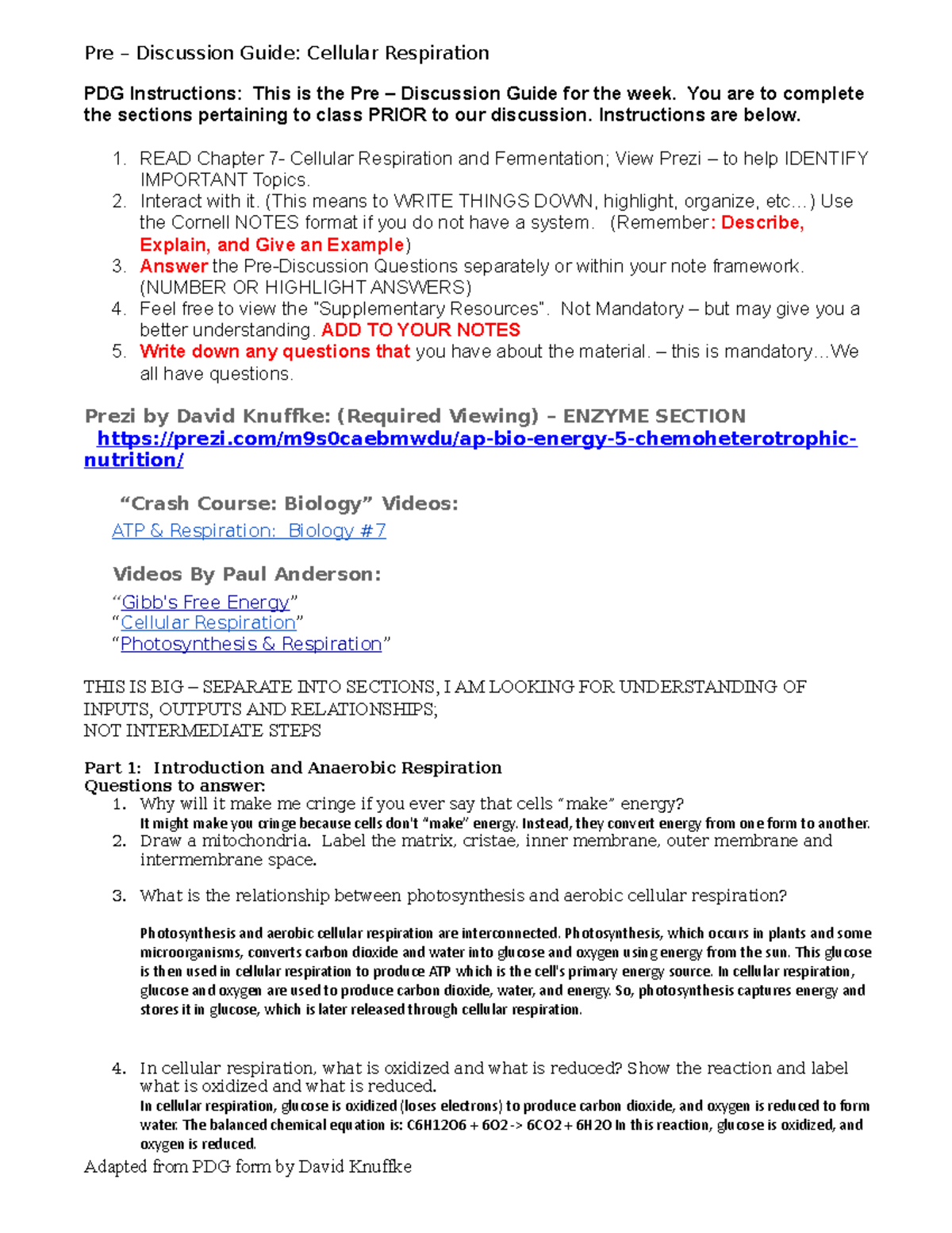 PDG CH 7 - Cellular Respiration Pre-Discussion Guide and Notes - Studocu