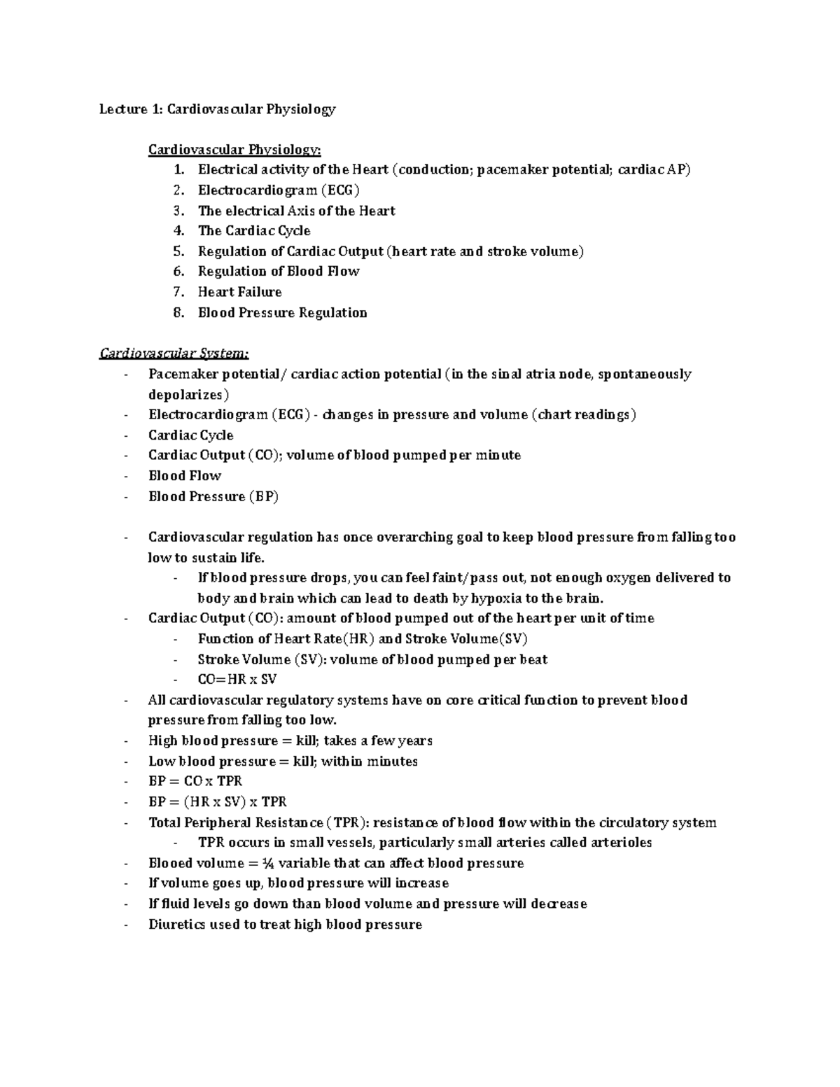 BIOC34 Lecture 1: Cardiovascular Physiology Overview and Key Concepts ...