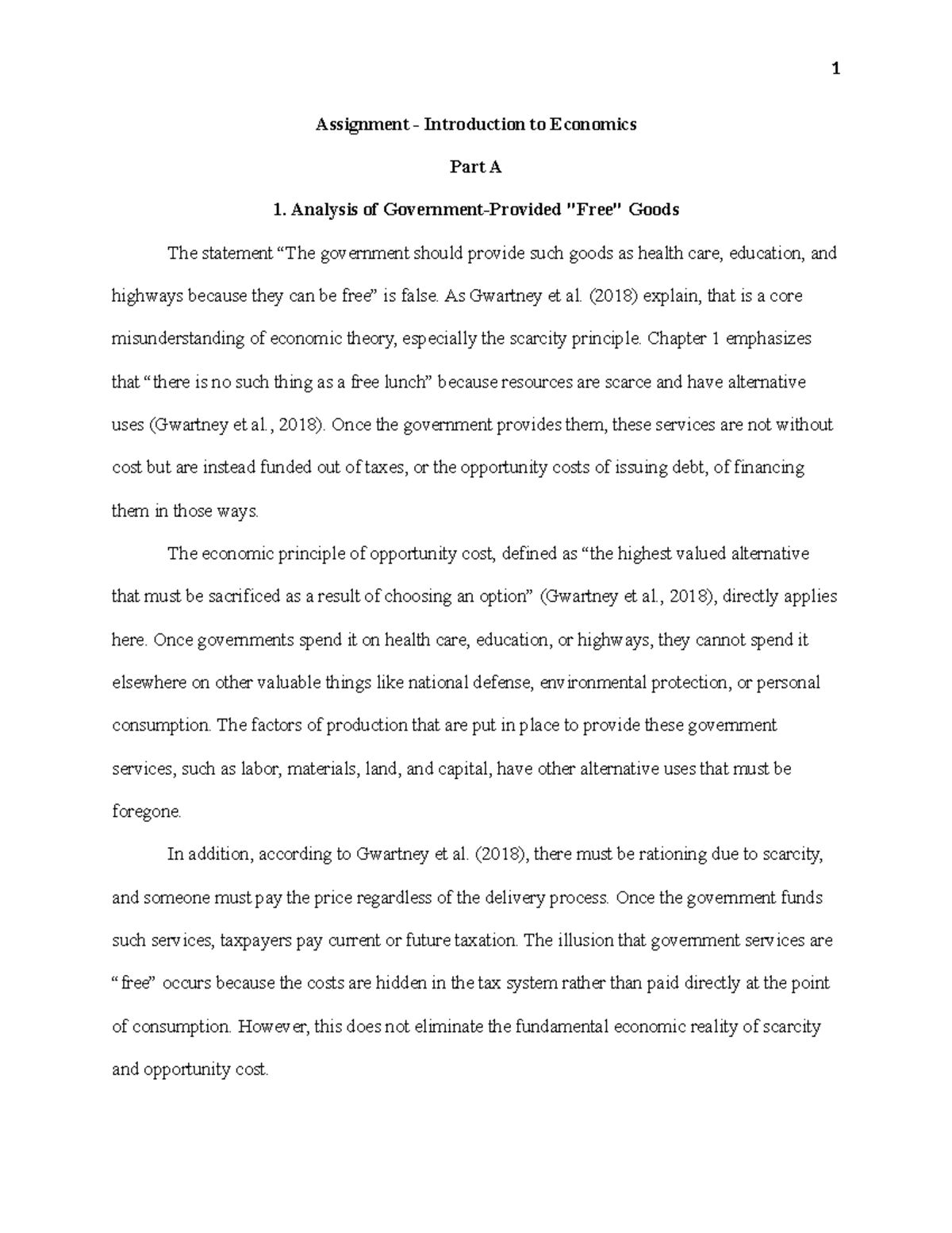 Assignment - Intro to Economics: Analysis of Goods & Market Issues ...