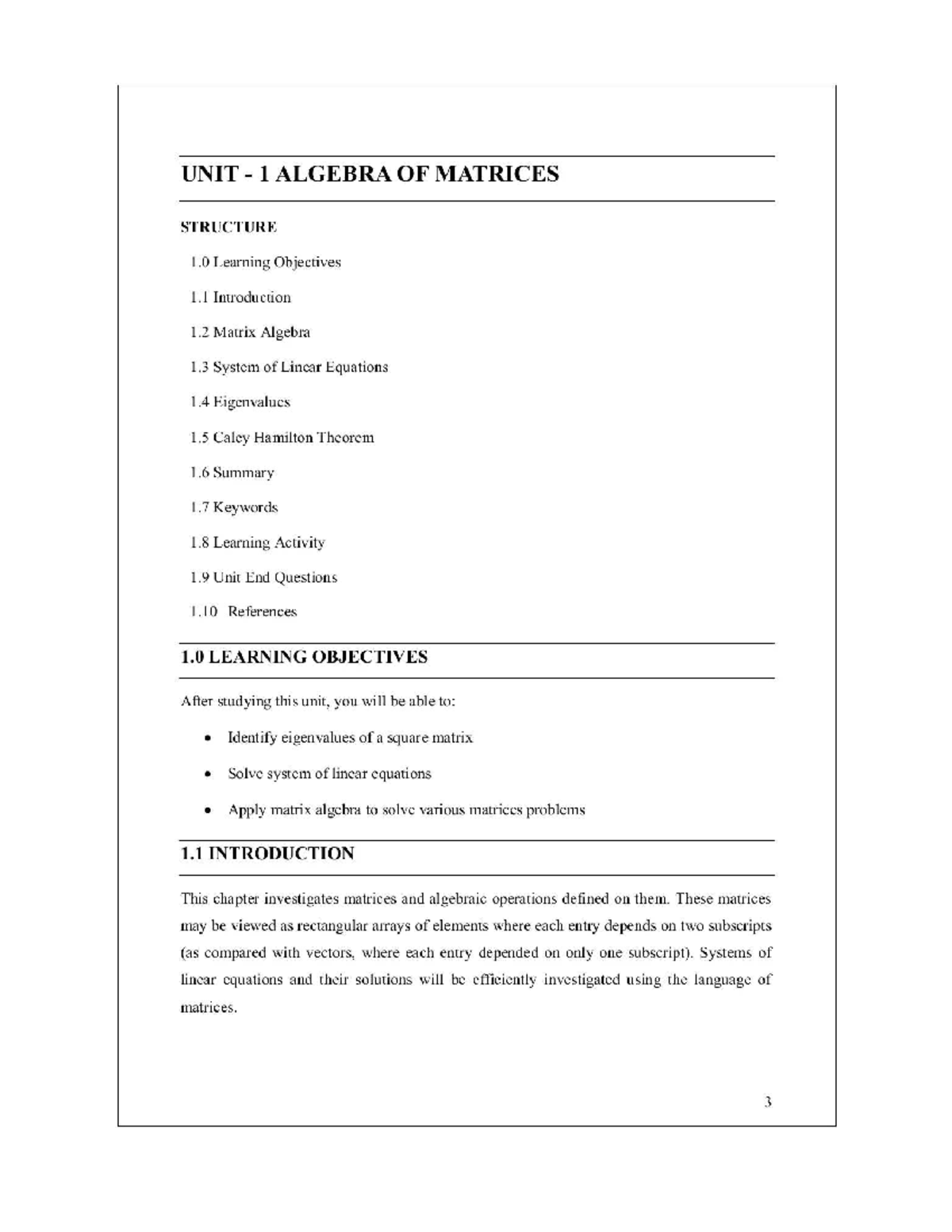 MFCS 101: Unit 1 - Algebra of Matrices Overview and Key Concepts - Studocu