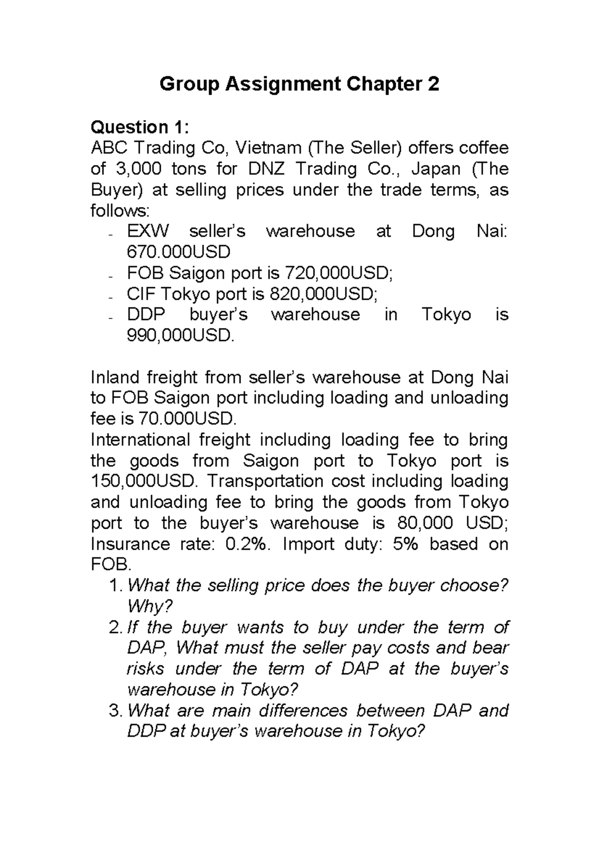 Group Assignment Chapter 2 (pricing) - Group Assignment Chapter 2 ...