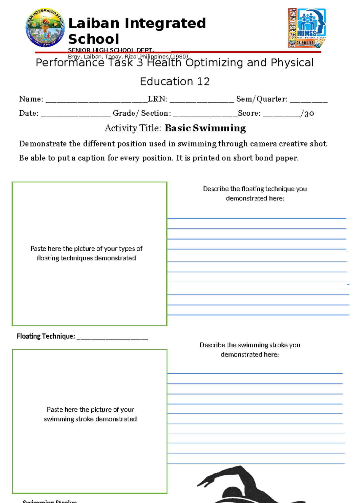 PT3 in HOPE 12 - for download - Performance Task 3 Health Optimizing ...
