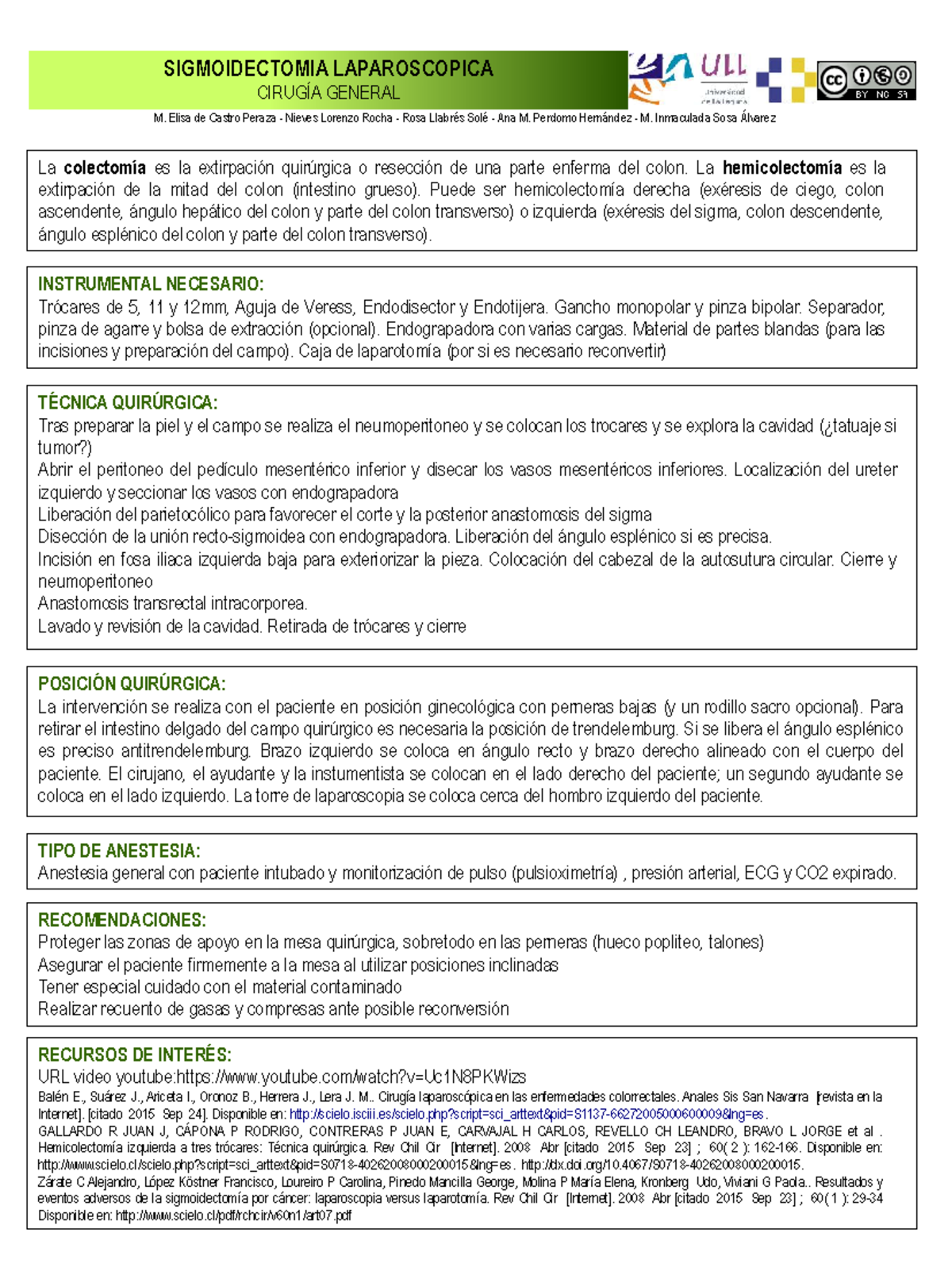 SIGMOIDECTOMÍA LAPAROSCÓPICA: TÉCNICA Y RECOMENDACIONES EN CIRUGÍA ...