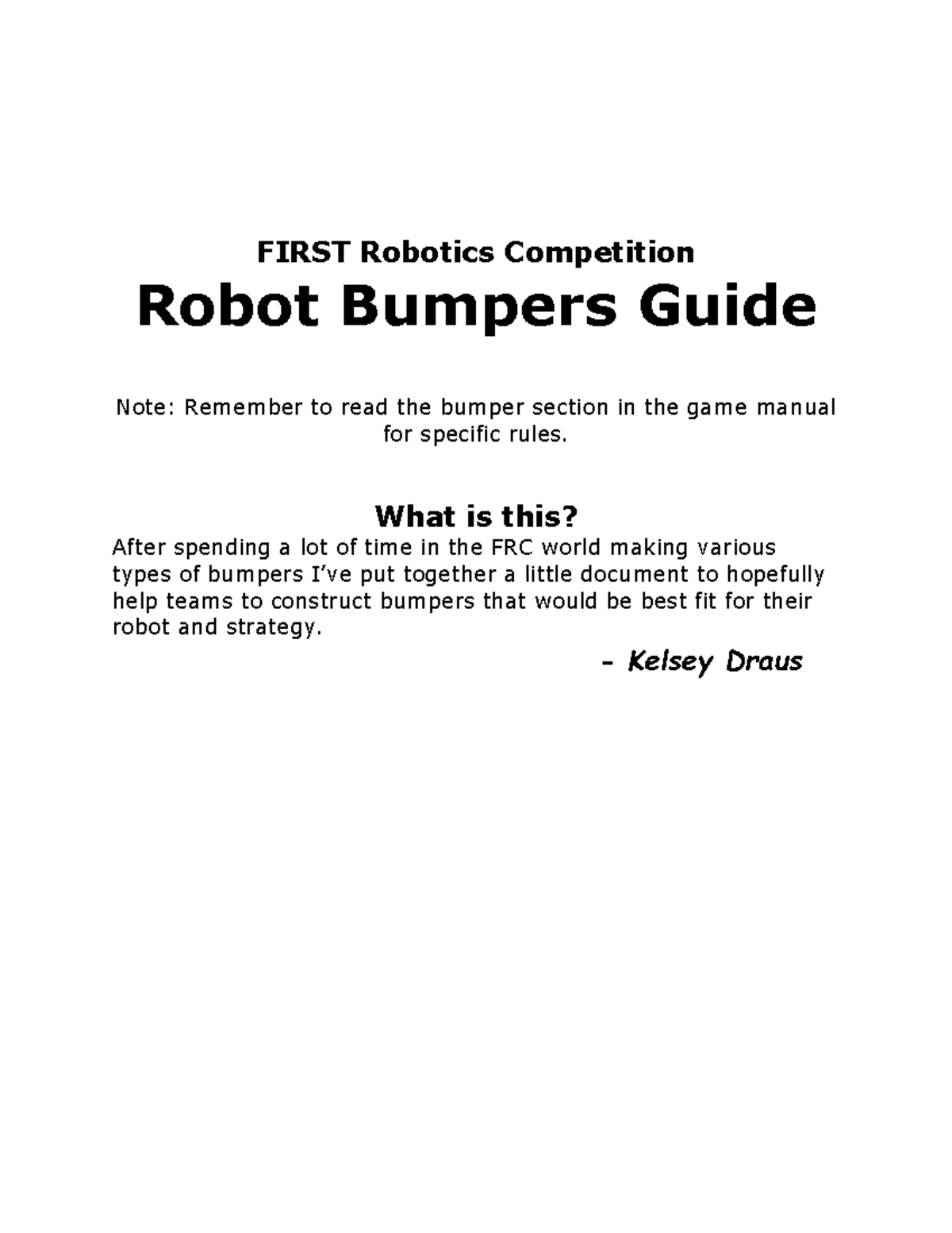 FRC Robot Bumpers Construction Guide: Tips & Techniques - Studocu