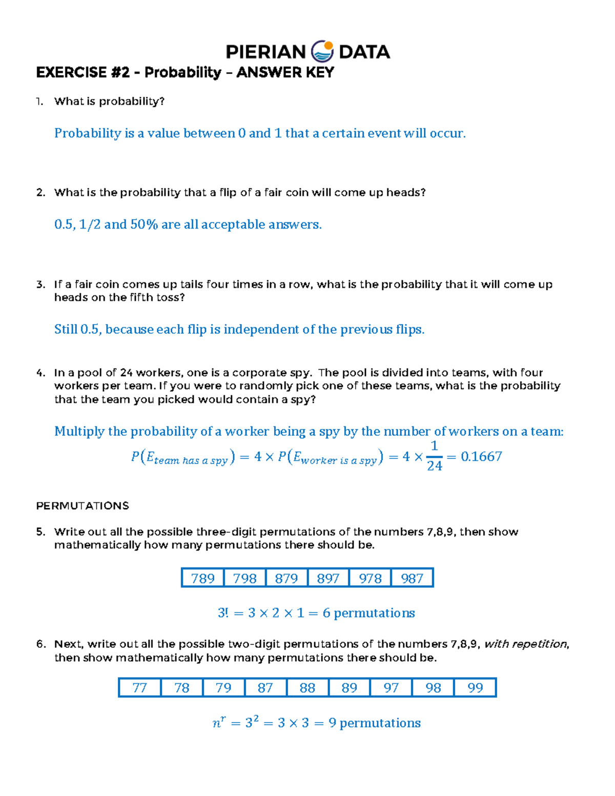 Exercise 02-Probability- Answers - EXERCISE # 2 - Probability – ANSWER ...