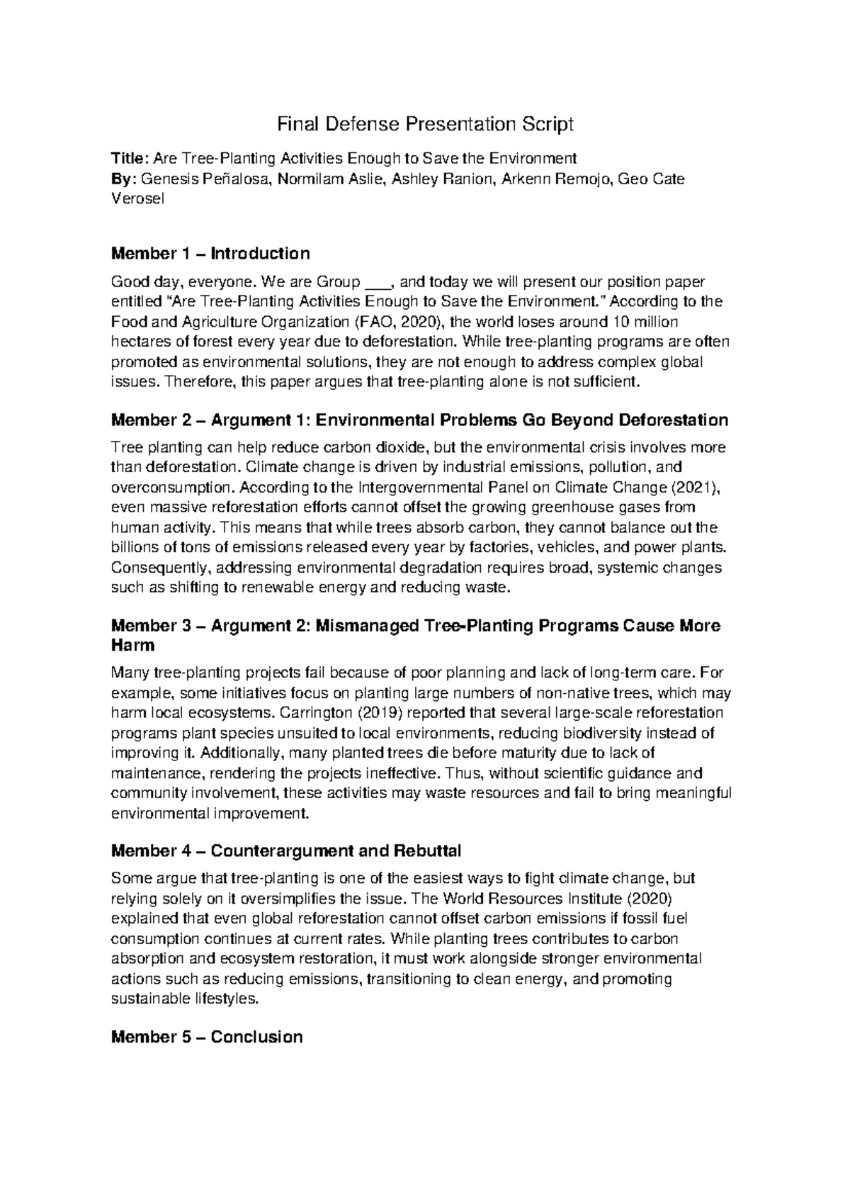 Final Defense Presentation Script: Are Activities Enough to Save the ...