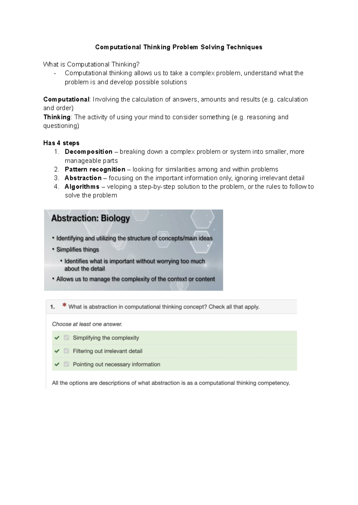 C0002 quiz notes - Computational Thinking Problem Solving Techniques ...
