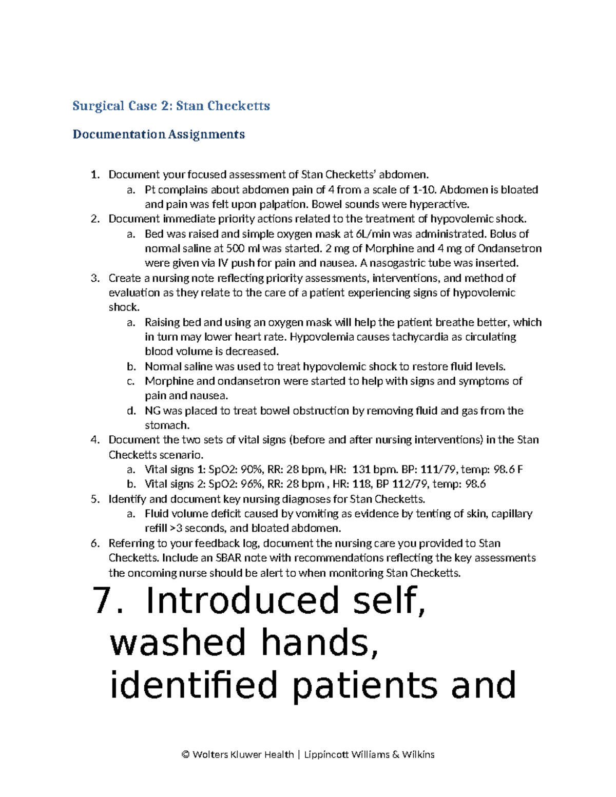 Surgical Case Study 2: Nursing Interventions for Stan Checketts - Studocu