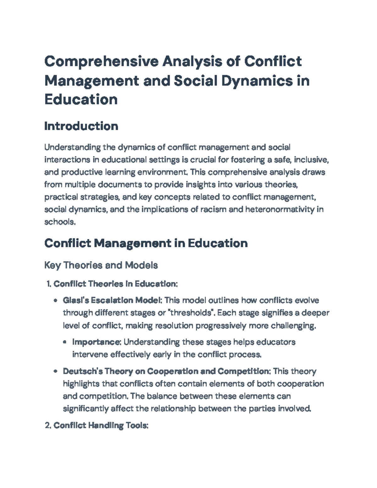 EDU 301: Comprehensive Analysis of Conflict Management in Education ...