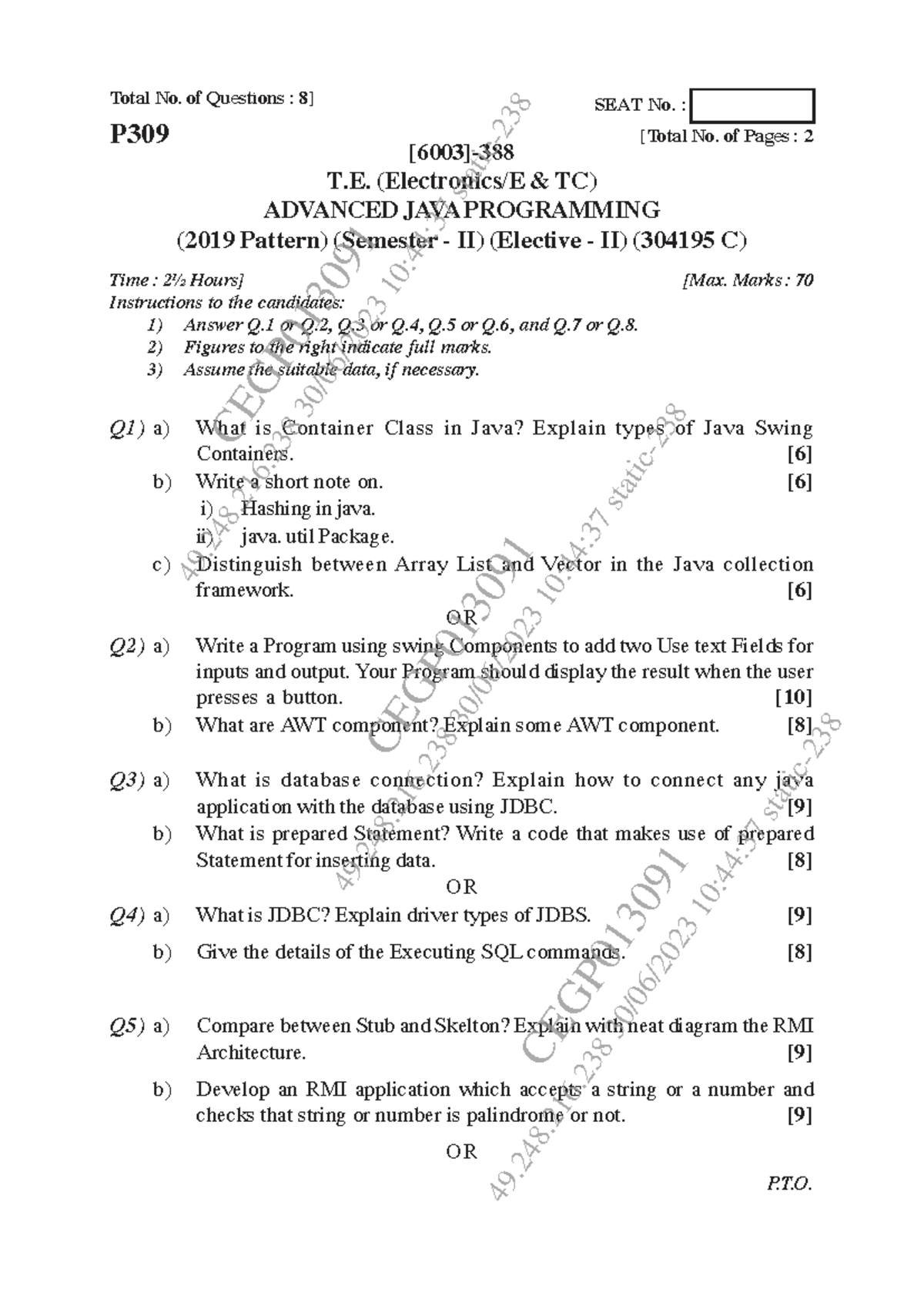 Advanced Java Programming (304195 C) May-Jun 2023 Question Paper - Studocu