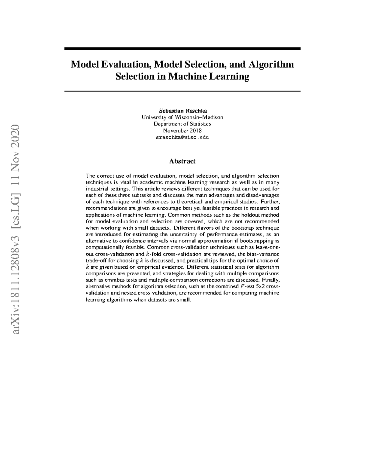 1811 - Example article - Model Evaluation, Model Selection, and ...