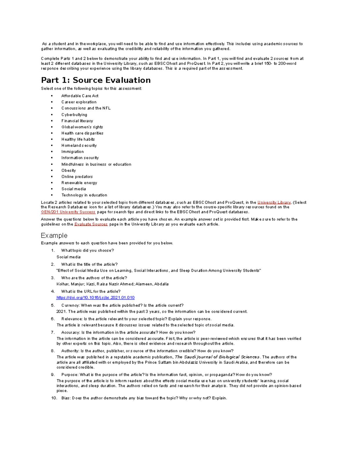 Wk 4 Summative Assessment: Info Literacy Worksheet & Source Evaluation ...