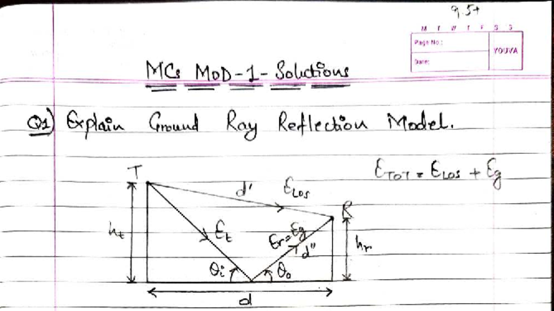 MCS MOD 1 ESE - Multipath Channel Reflection Model Notes - Studocu