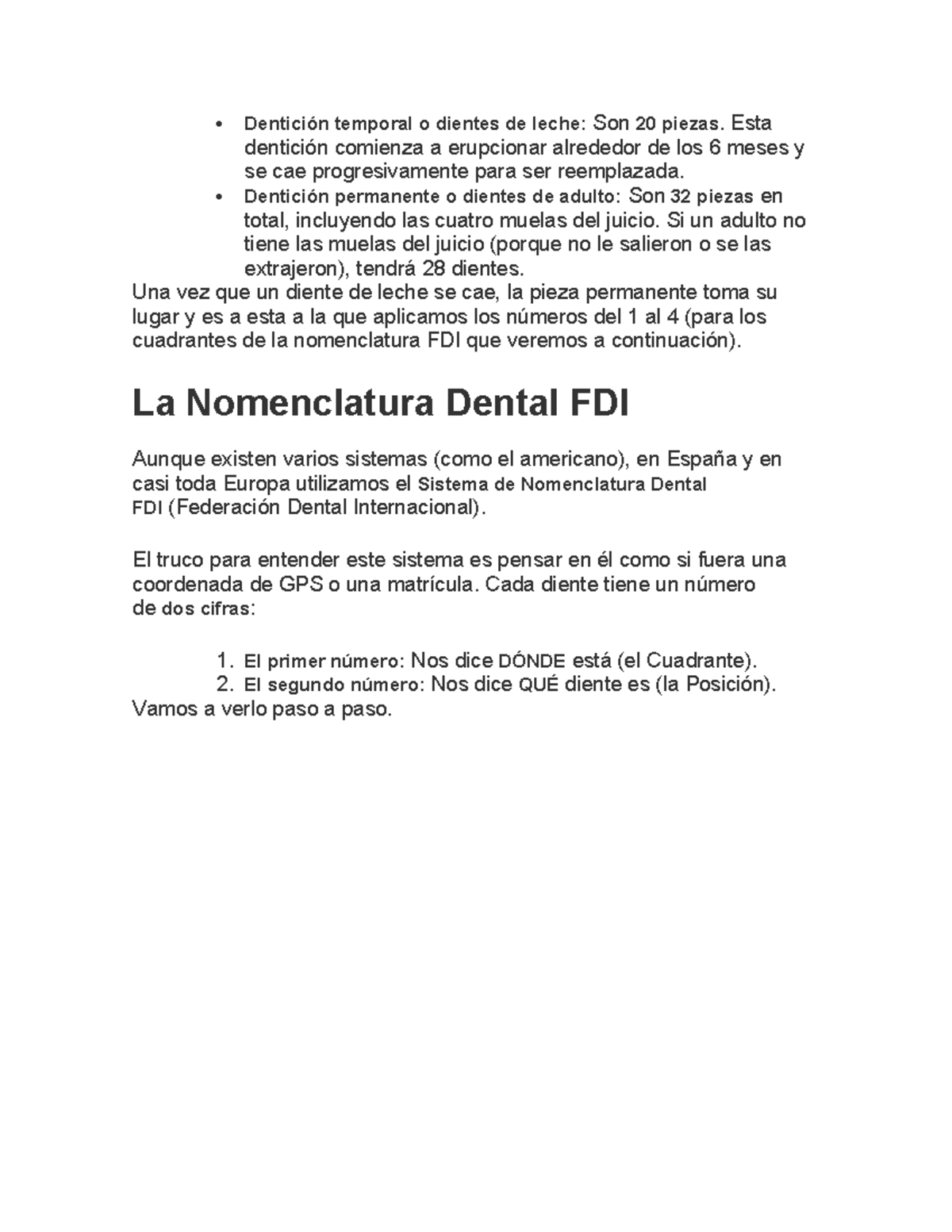 Morfo 101: Resumen sobre Dentición Temporal y Nomenclatura FDI - Studocu