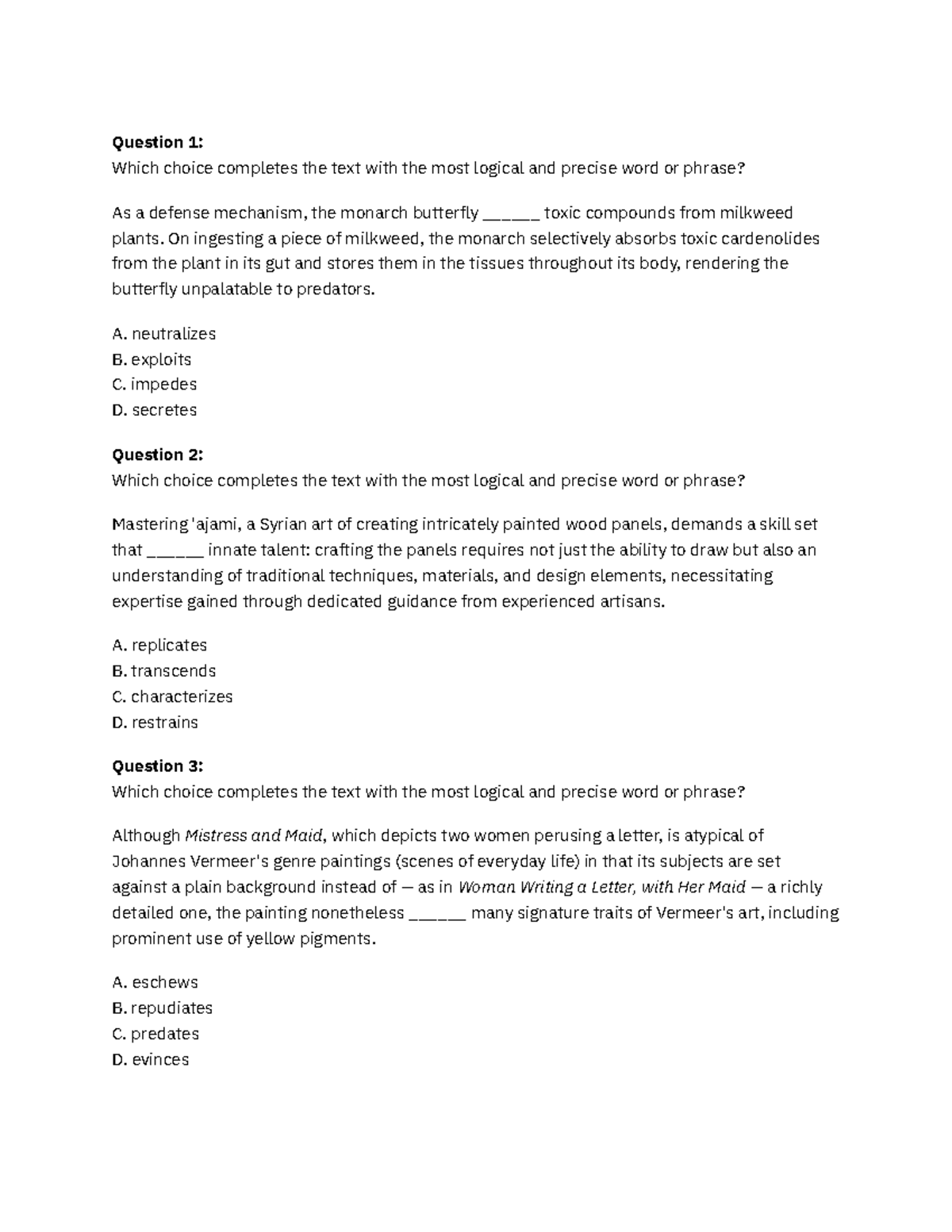 SAT Dec25 Mod 2 - Logical Completion Questions and Answers - Studocu