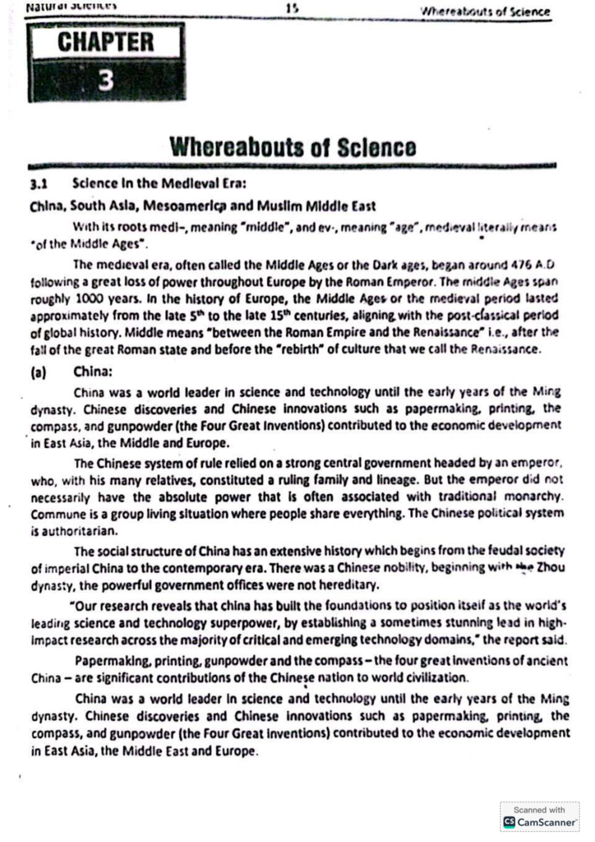 Natural Sciences 15: Chapter 3 - Science in the Medieval Era - Studocu