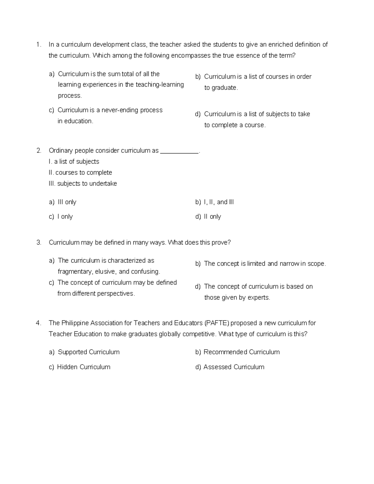 Educ 108c The Teacher and the School Curriculum Quizizz - In a ...