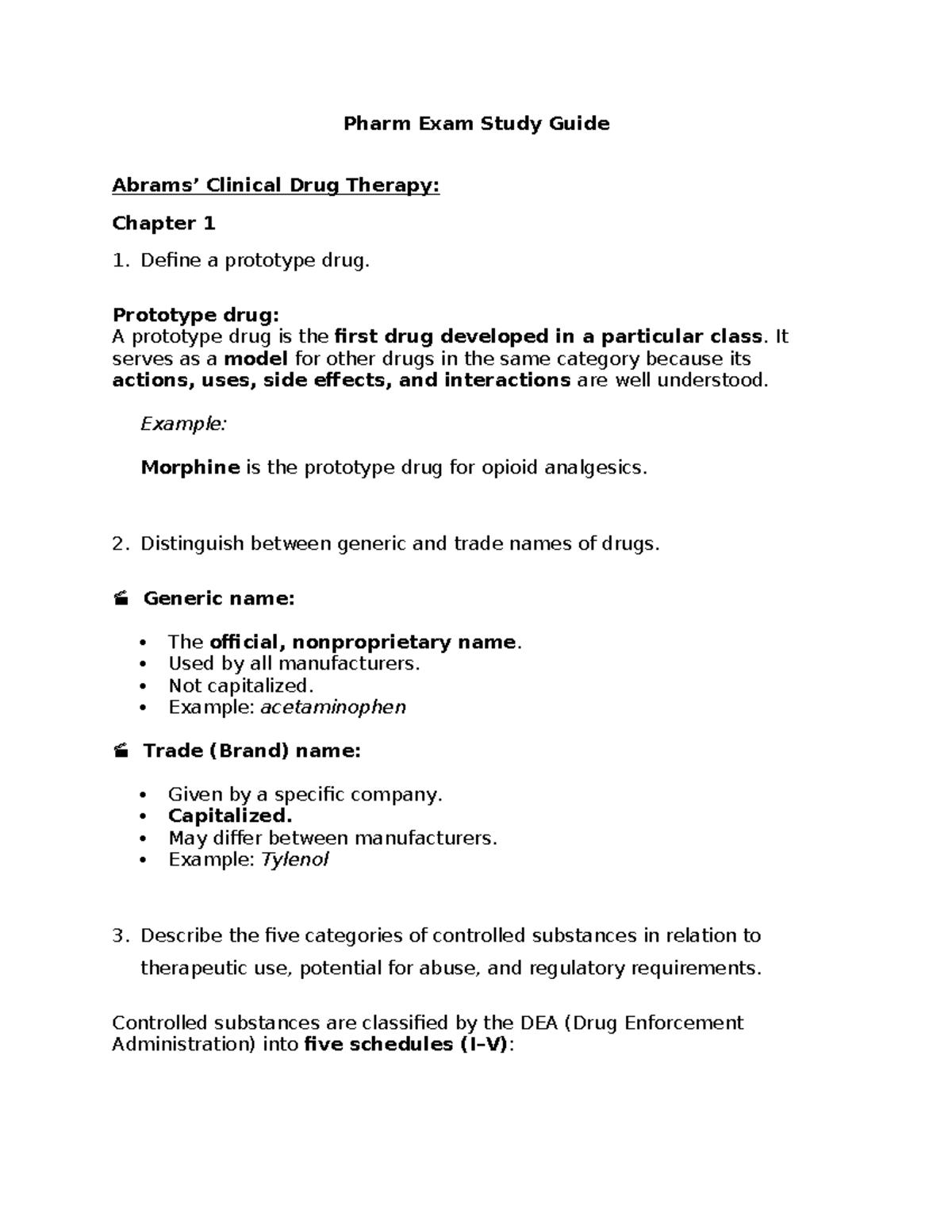Pharm 101: Final Exam Study Guide on Clinical Drug Therapy Concepts ...