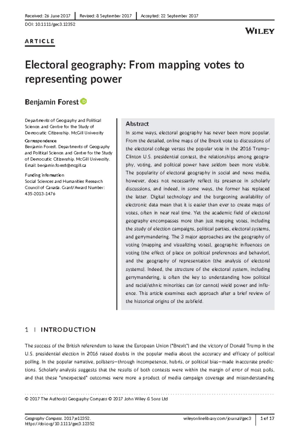 Electoral Geography Foundations: Understanding Votes and Power - Studocu