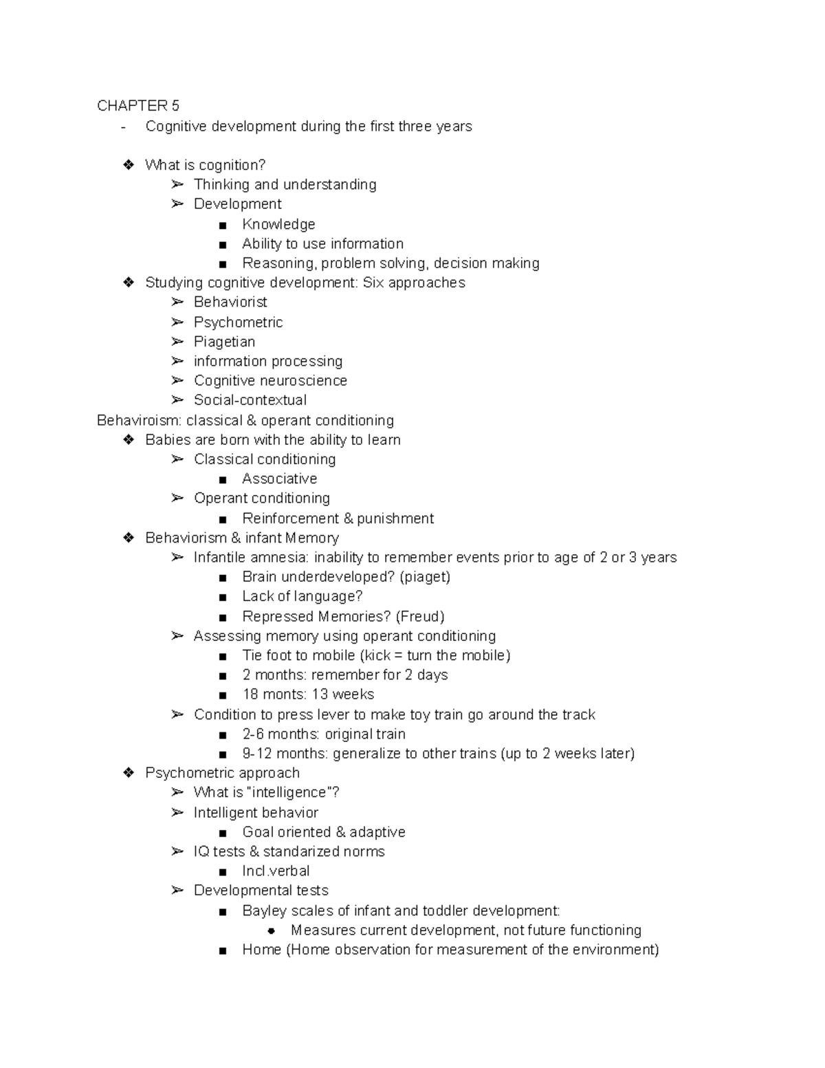 Cognitive Development: Insights and Theories - Chapter 5 Notes ...