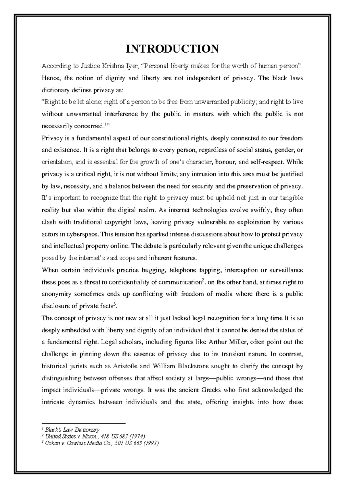 Evolution of Right to Privacy: A Comprehensive Study of India's Legal ...