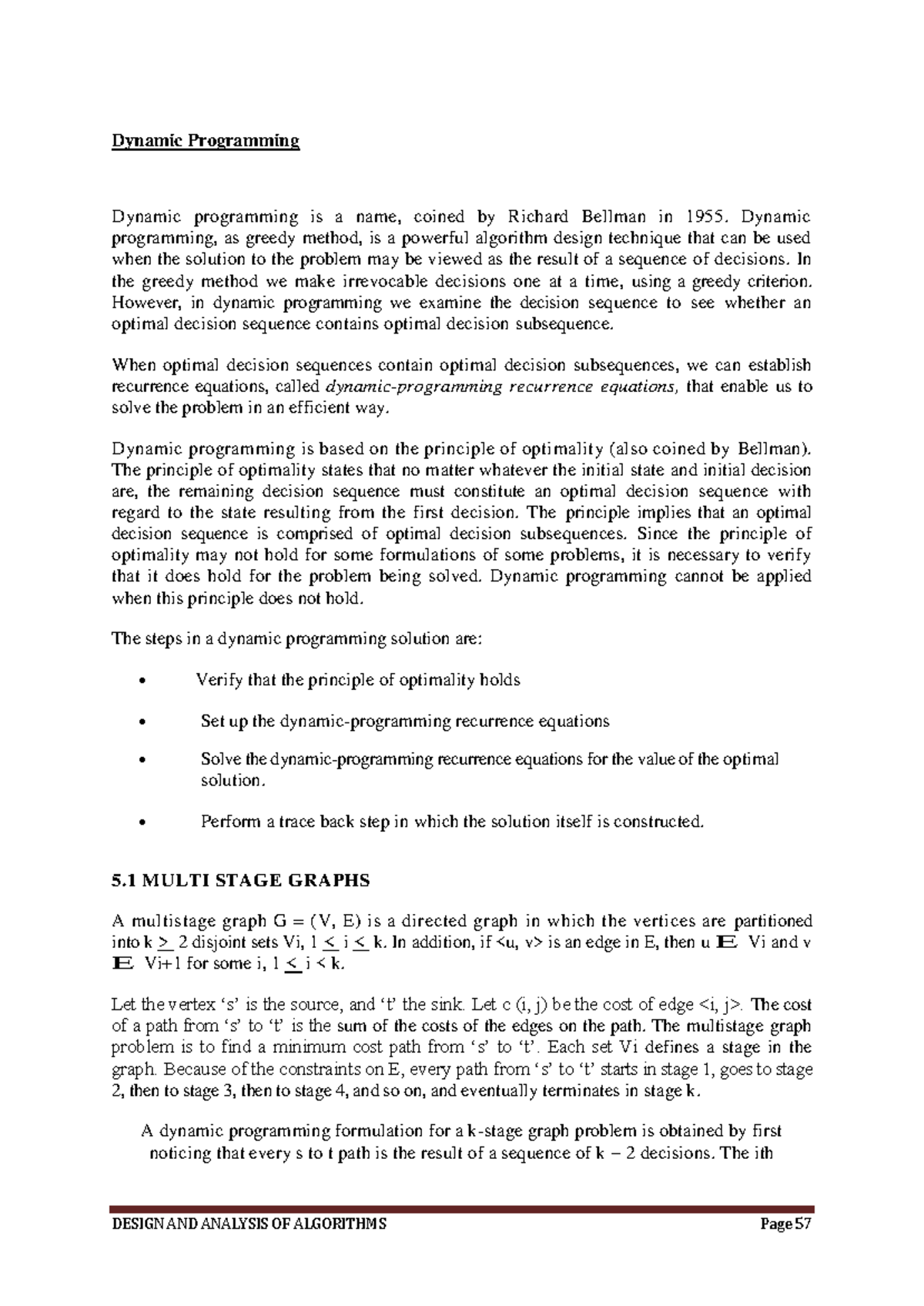 DAA UNIT-III: Dynamic Programming and Algorithm Analysis Techniques ...