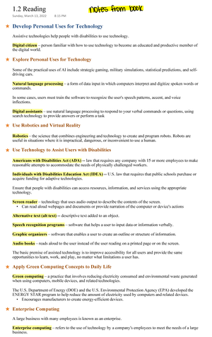 Chapter 1, Unit 1 Notes - Explain Society's Reliance on Technology ...