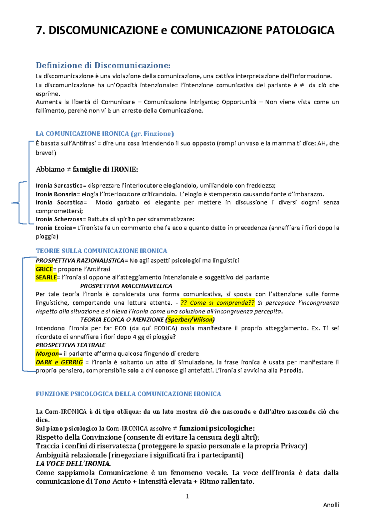 Fondamenti di Psicologia della comunicazione - 7. DISCOMUNICAZIONE e ...