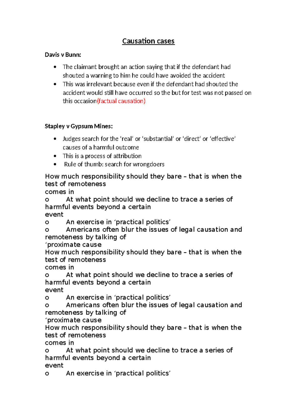 Causation Cases in Law: Key Principles and Landmark Judgments - Studocu