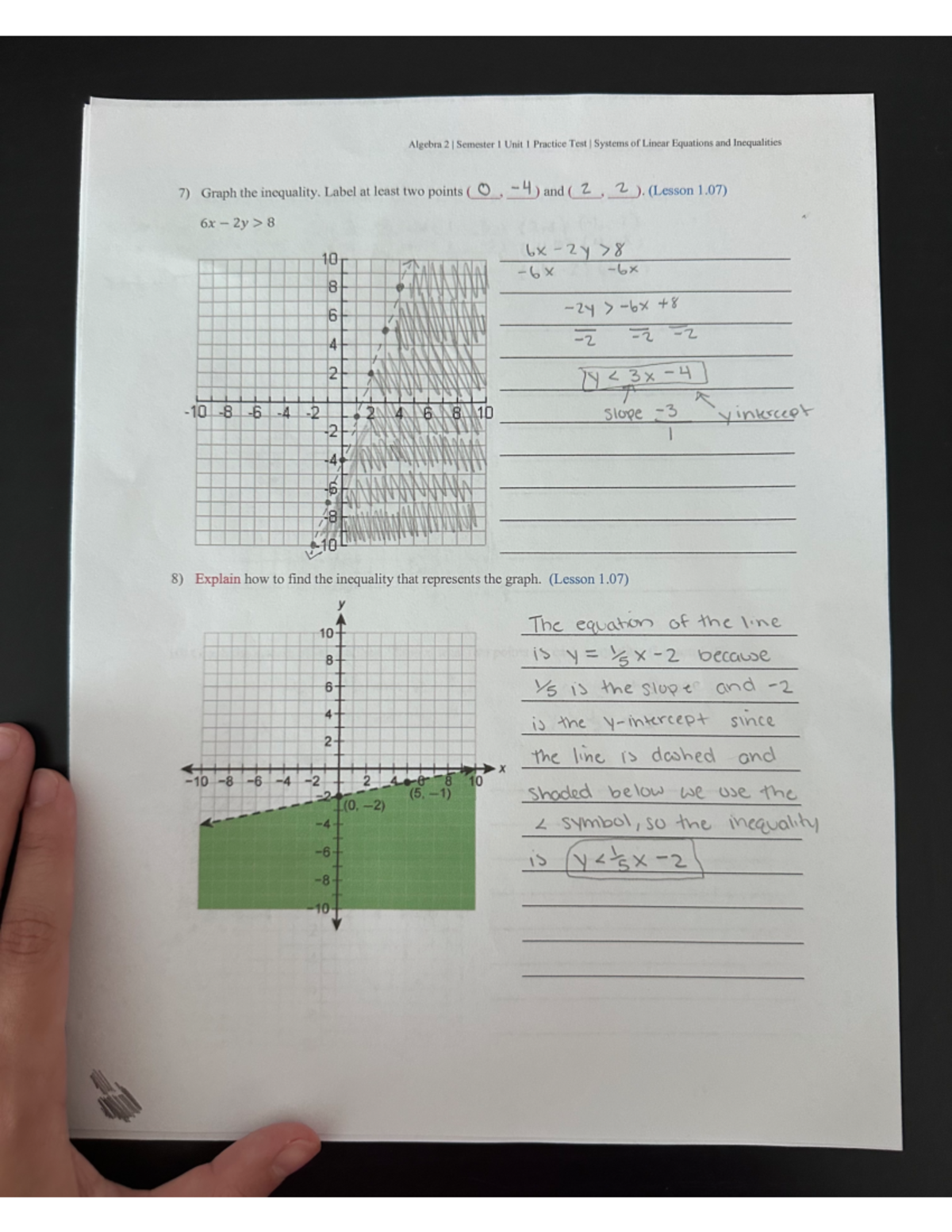 Page 3 unit 1 practice test - Algebra 2 I Semester 1 Unit 1 Practice ...