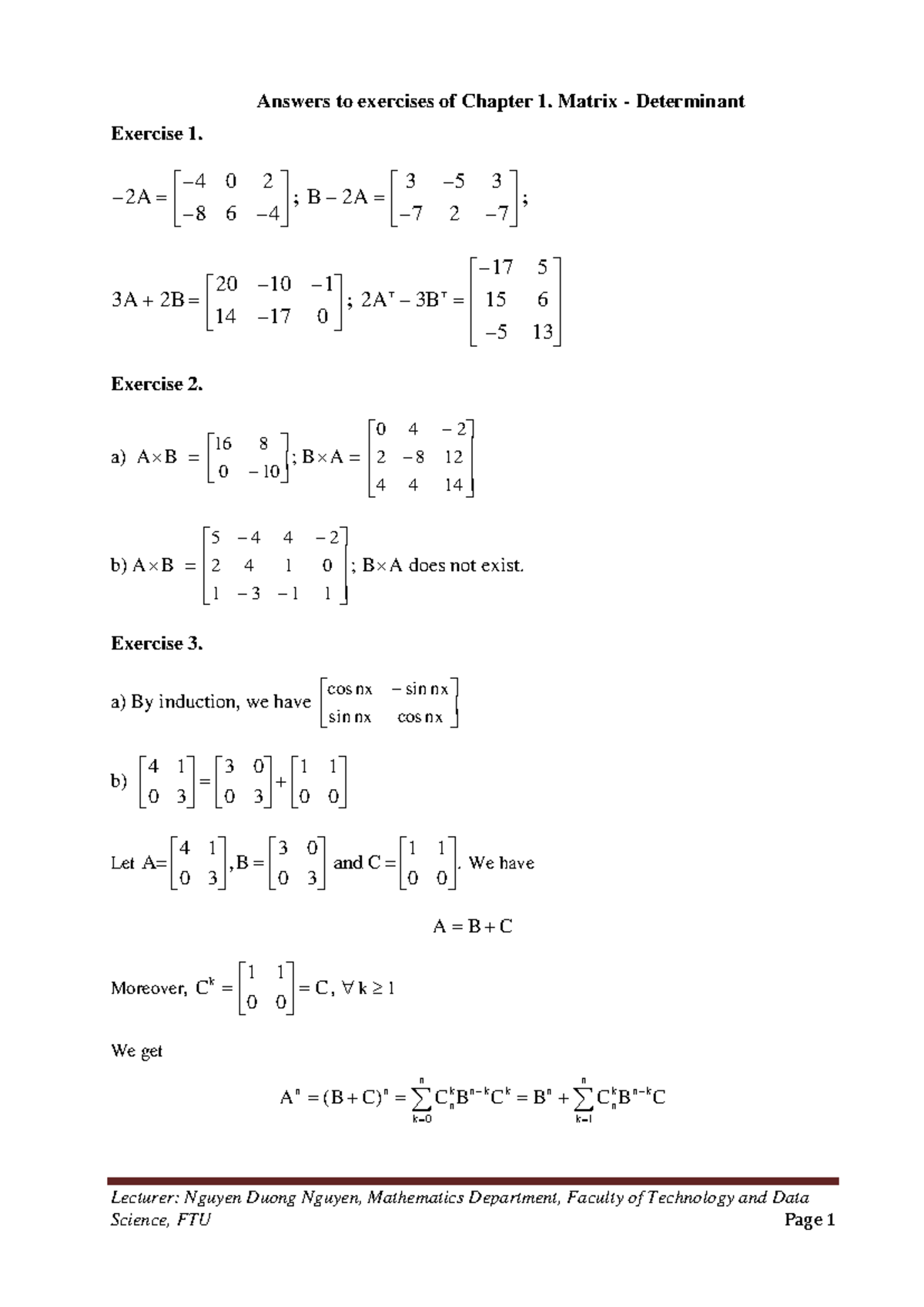 Answers to Exercises of Chapter 1 - TCC - Studocu