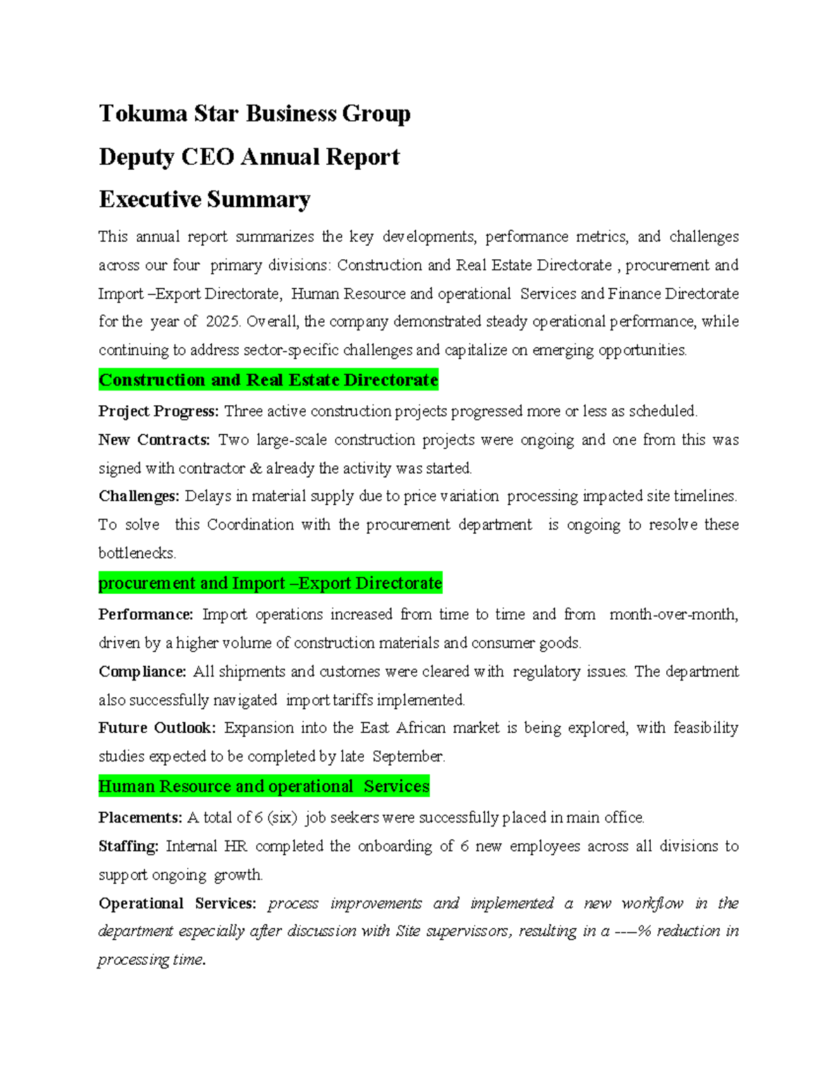 Deputy CEO Annual Report 2025: Key Developments & Performance Summary ...