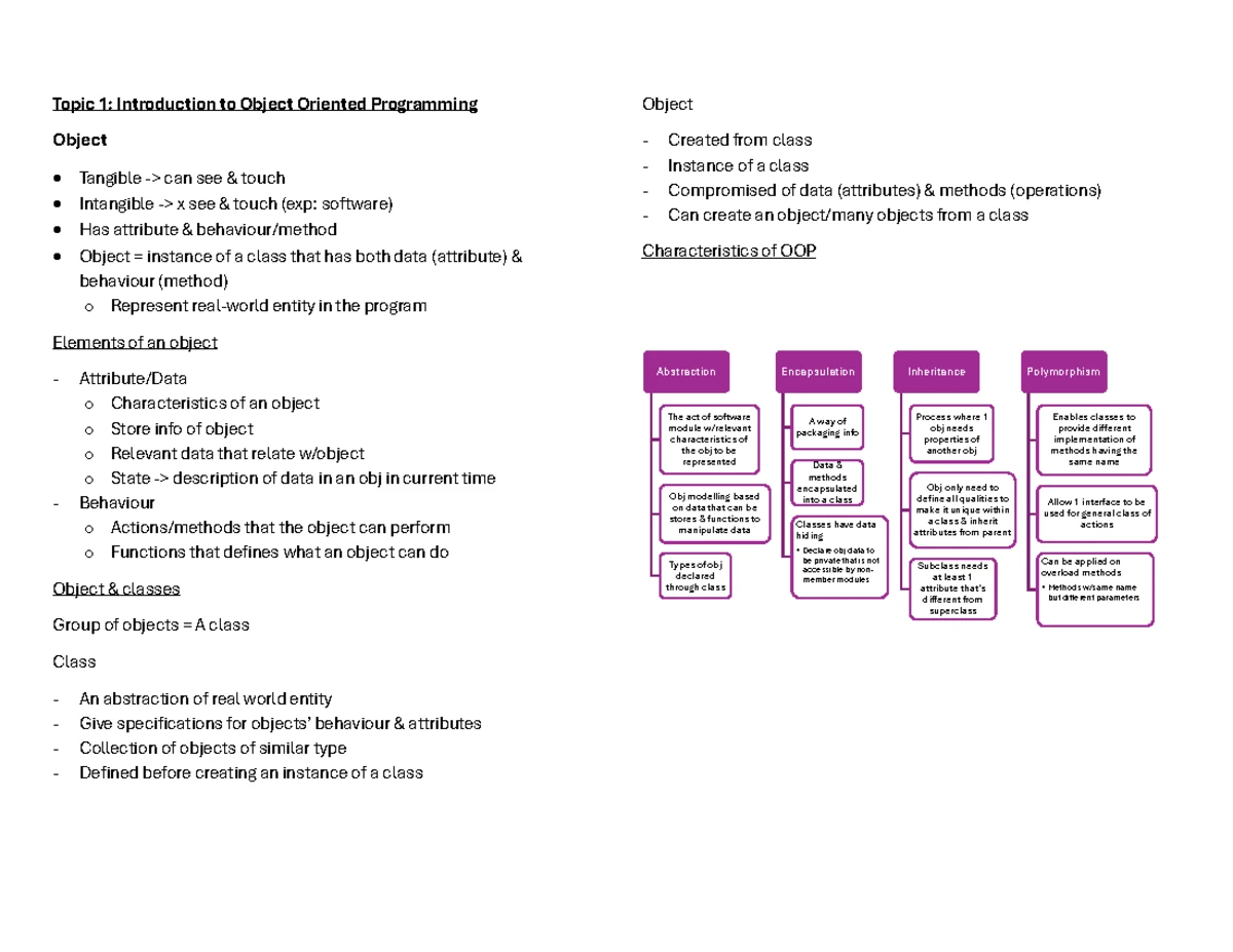 Topic 6: Polymorphism in Object Oriented Programming - Studocu