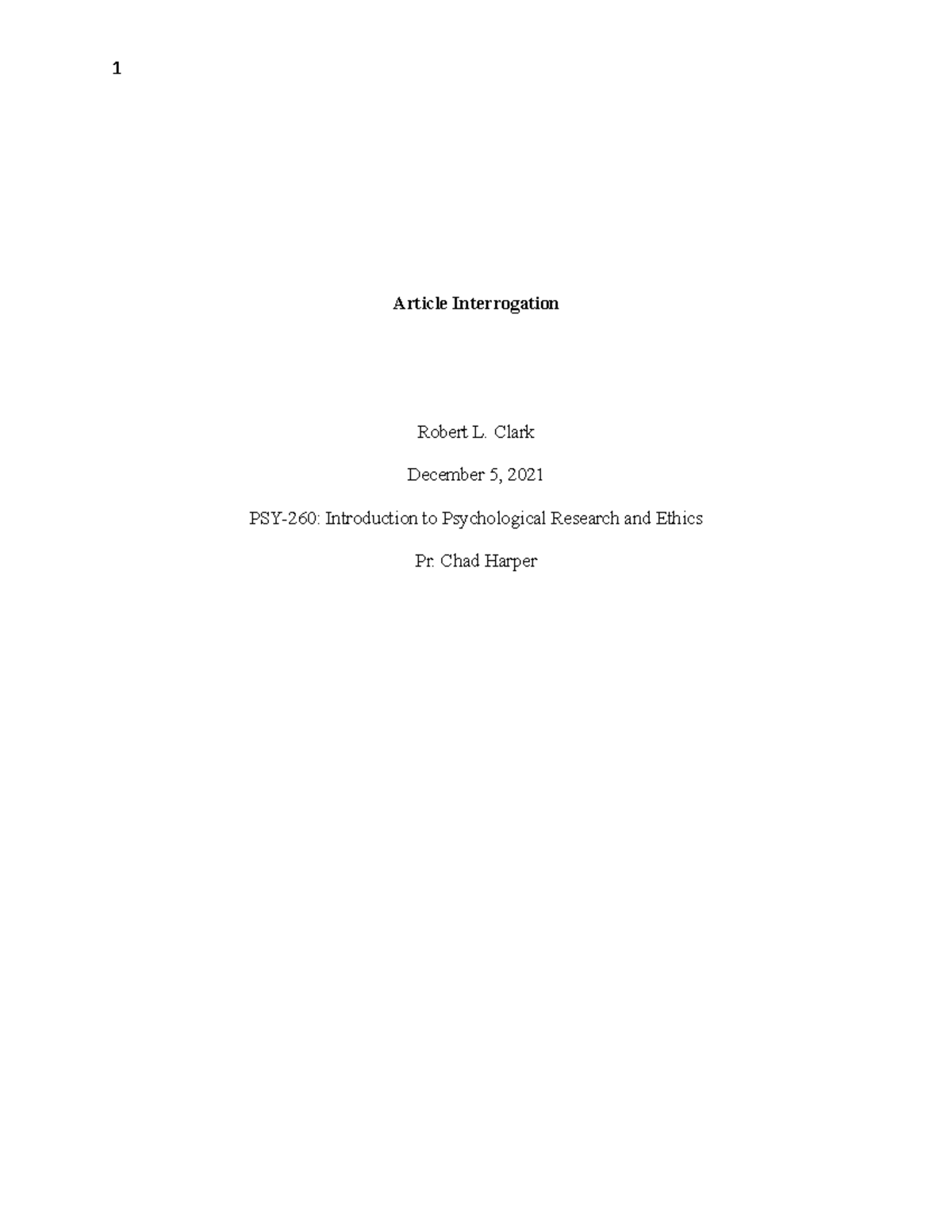 Article Interrogation English II - Article Interrogation Robert L ...