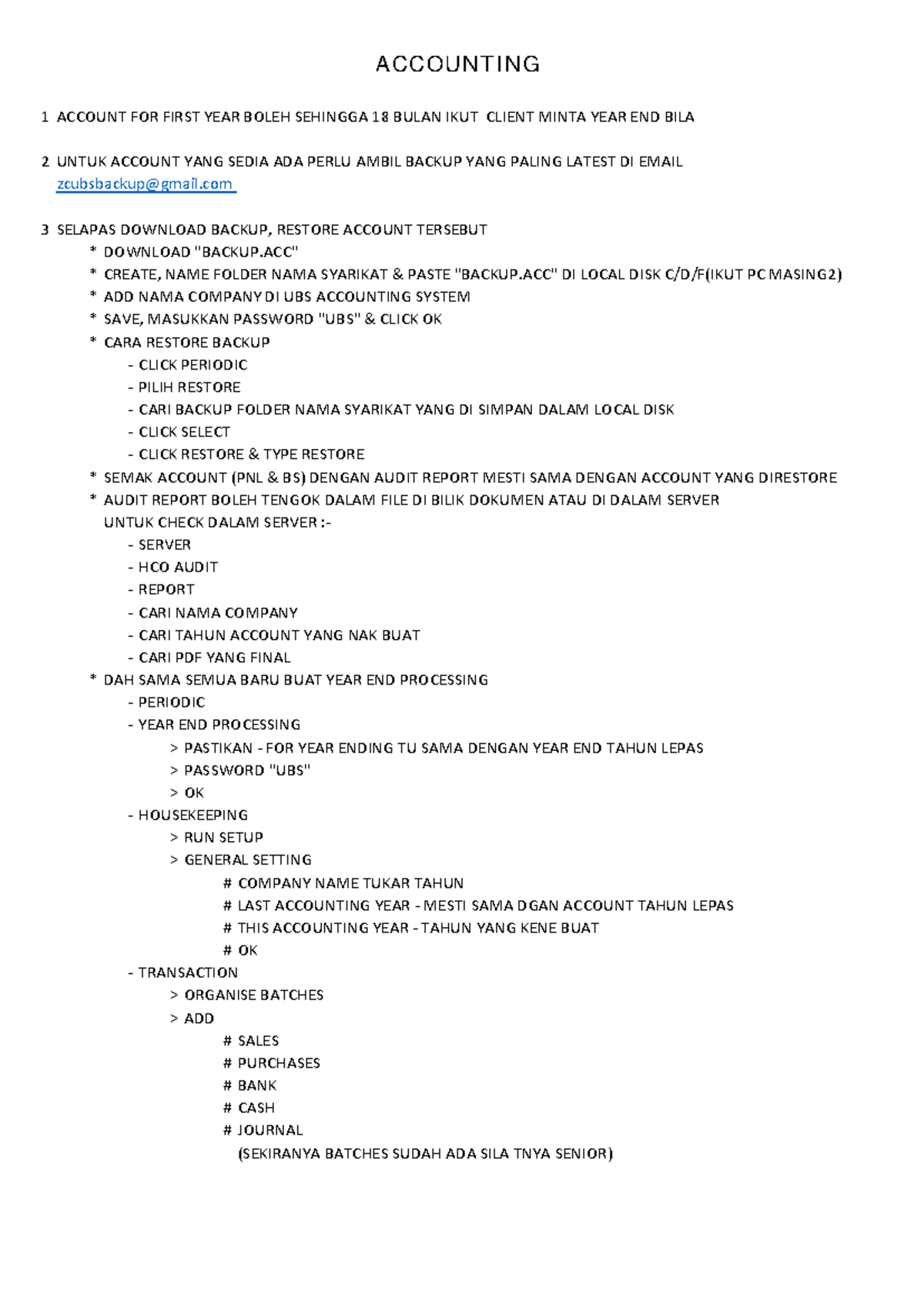 ACCOUNTING 1: Year-End Processing Guide for UBS System - Studocu