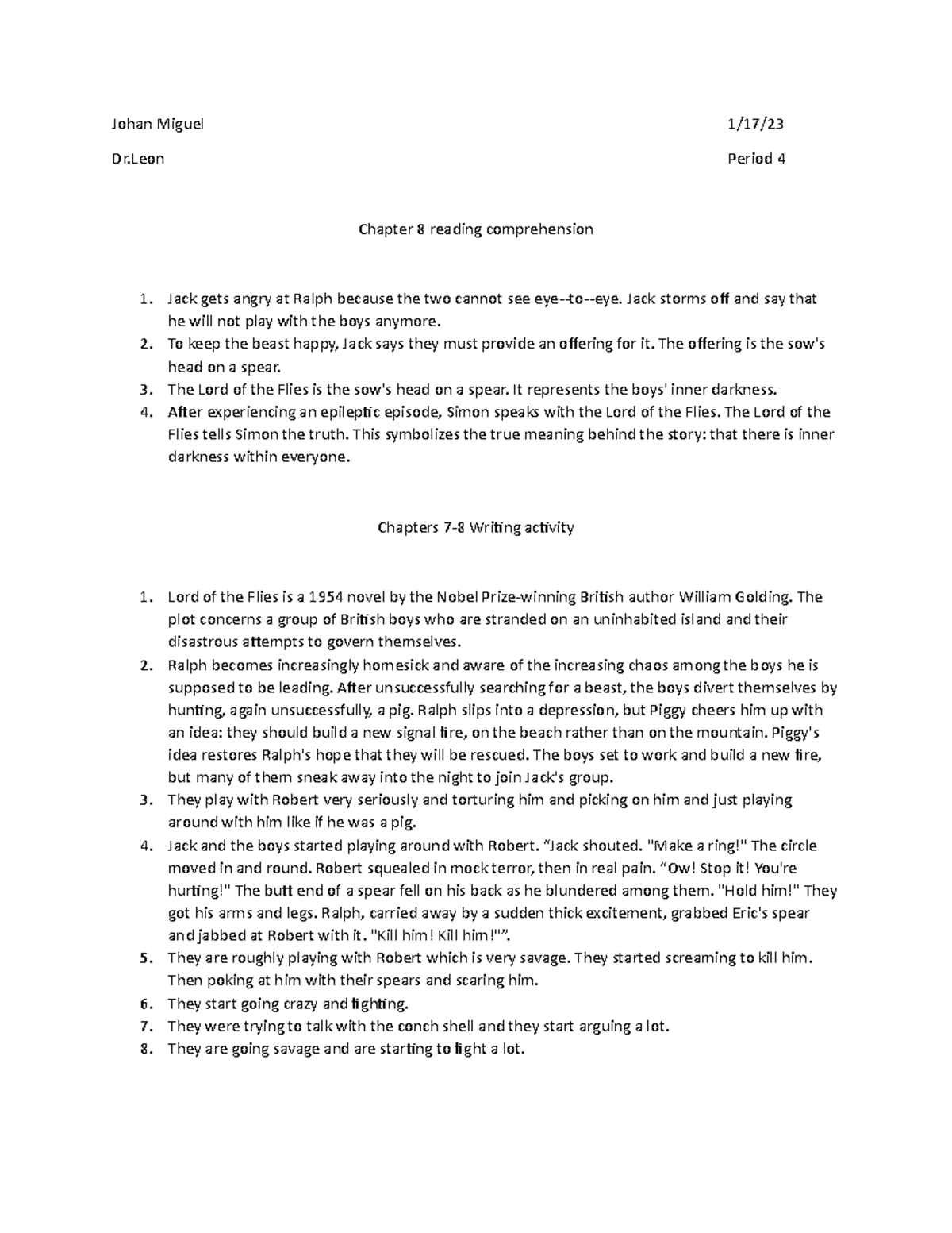ENG 101 Chapter 8 Reading Comprehension and Writing Activity Notes ...
