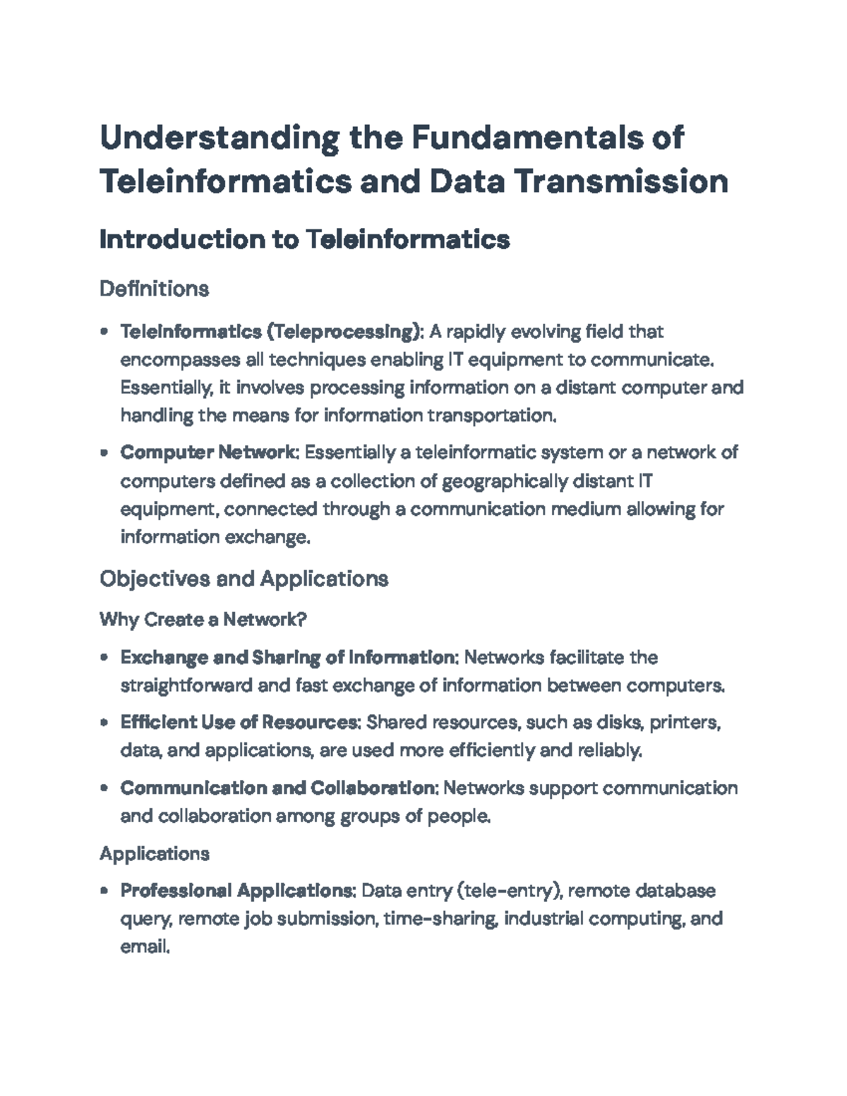 Fundamentals of Teleinformatics & Data Transmission Concepts ...