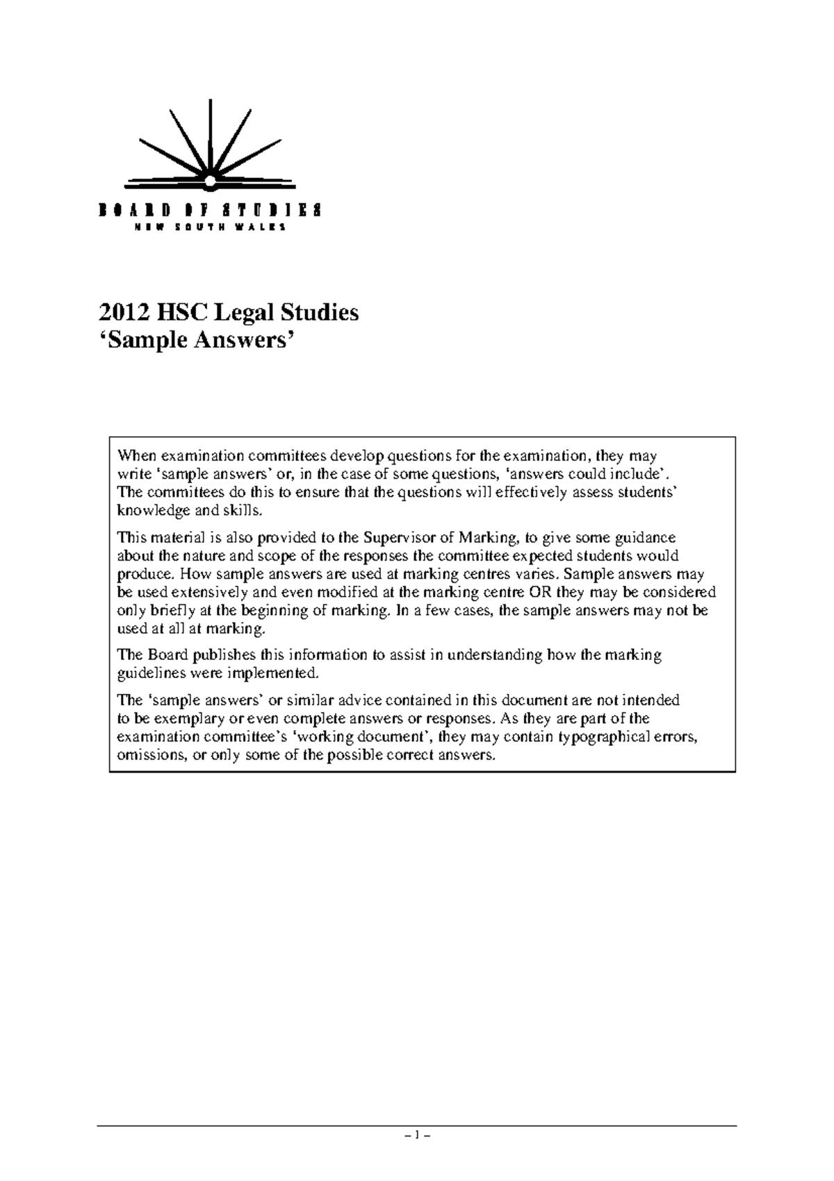 2012 HSC Legal Studies Sample Answers: Human Rights & Crime - Studocu
